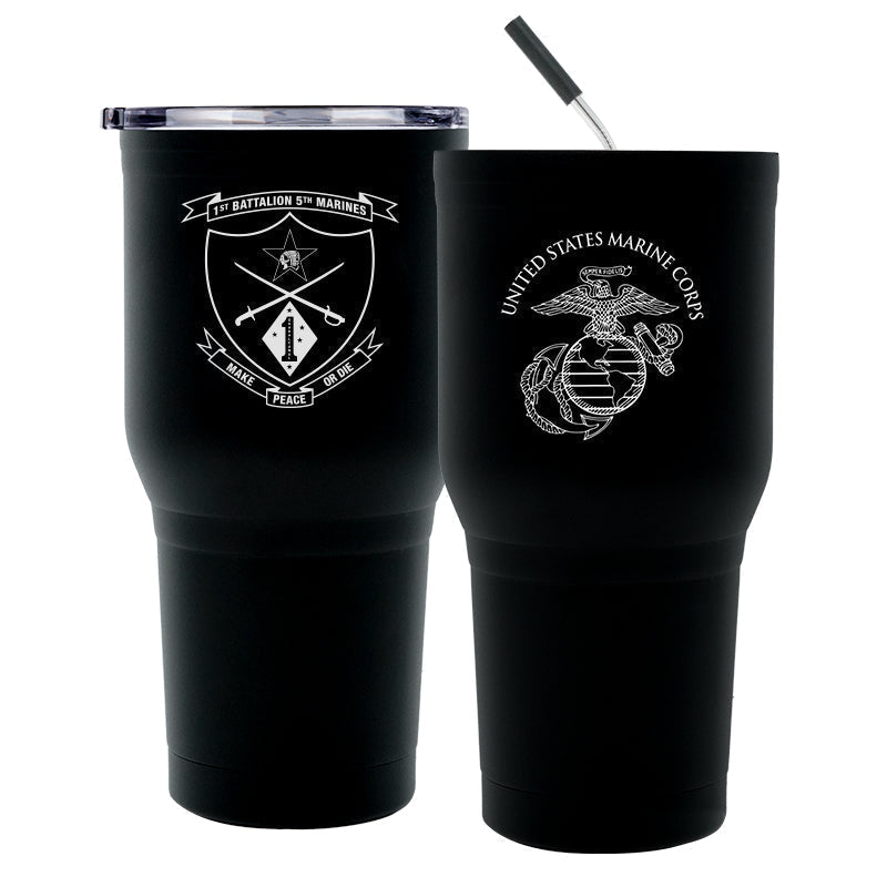 1st Battalion 5th Marines USMC Unit Logo tumbler, 1st Battalion 5th Marines (1/5 USMC Unit) coffee cup, 1st Battalion 5th Marines USMC, Marine Corp gift ideas, USMC Gifts for women or men
