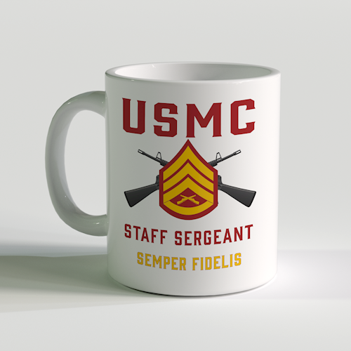 SSgt Coffee Mug, Staff Sergeant Coffee Mug, USMC Rank Mug