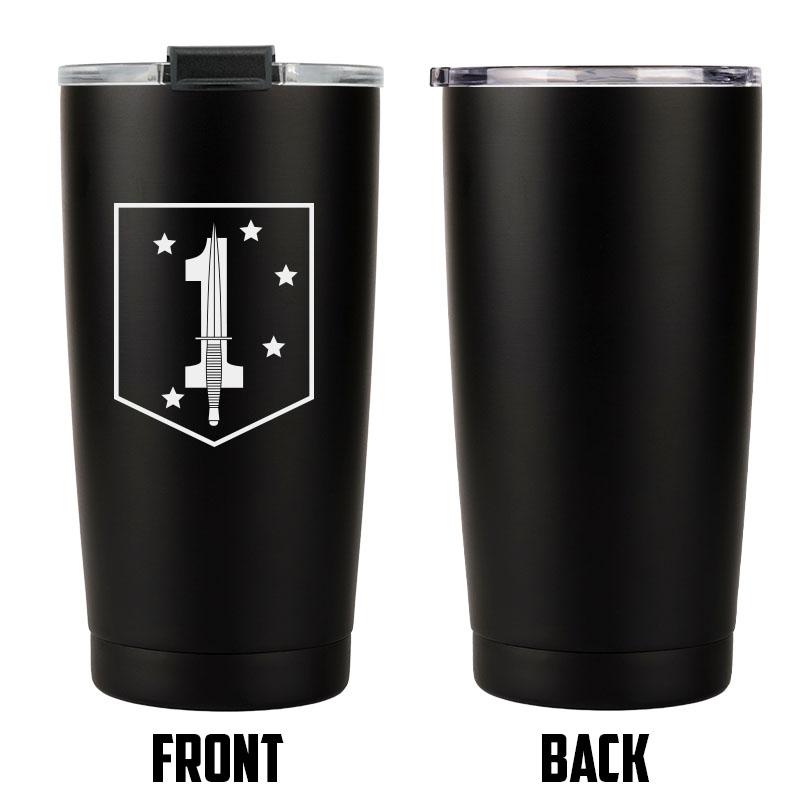 1st MSOB USMC Unit logo tumbler, 1st Marine Special Forces coffee cup, 1st MSOB USMC, Marine Corp gift ideas, USMC Gifts for women