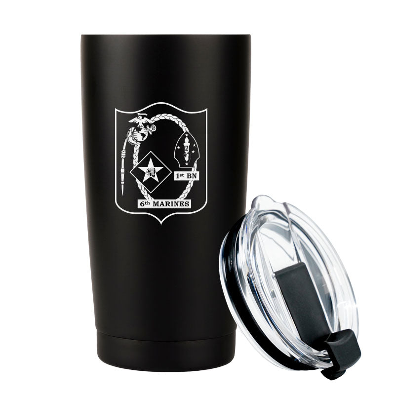 1st Battalion 6th Marines USMC Unit Logo tumbler, 1st Battalion 6th Marines (1/6 USMC Unit) coffee cup, 1st Battalion 6th Marines USMC, Marine Corp gift ideas, USMC Gifts for women or men- 20 Oz