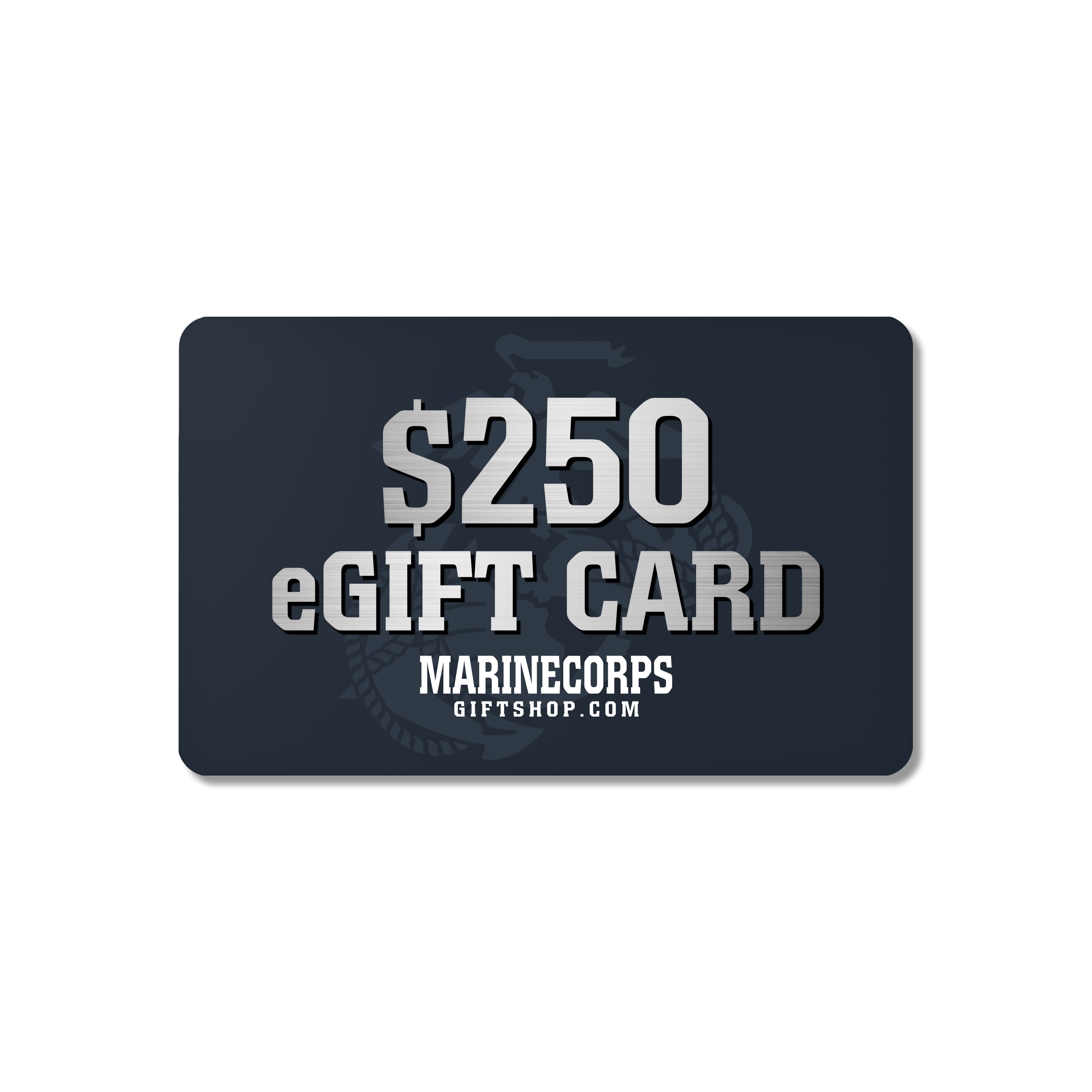 Online digital gift card for Marine Corps Gift Shop, available instantly by email. USMC Gift Card. Marines Digital Gift Card