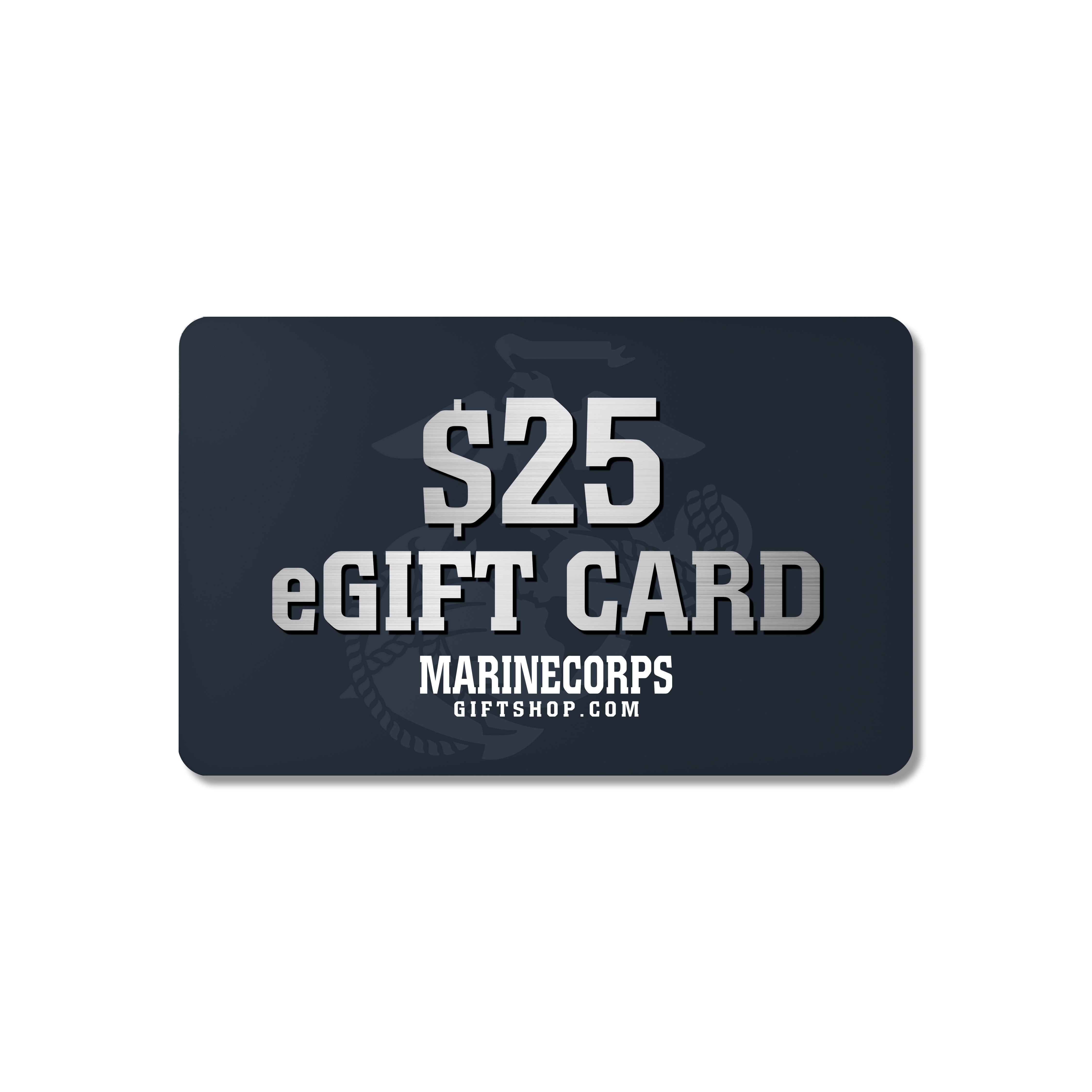 Online digital gift card for Marine Corps Gift Shop, available instantly by email. USMC Gift Card. Marines eGift Card