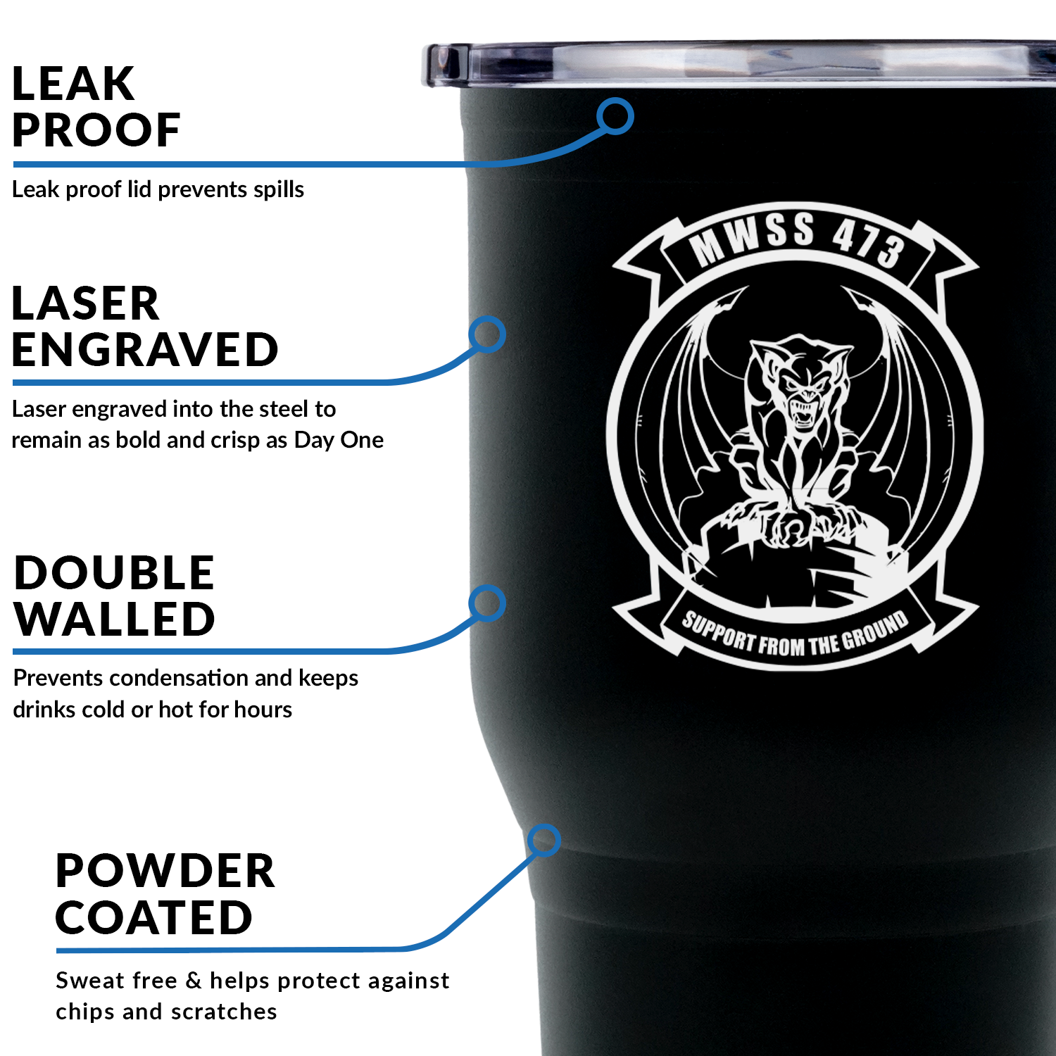 MWSS-473 USMC Unit Logo Tumblers- 30 oz NEW Logo