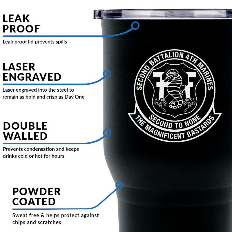 Second Battalion Fourth Marines Unit Logo tumbler, 2/4 coffee cup, 2nd Bn 4th Marines USMC, Marine Corp gift ideas, USMC Gifts for women 30oz