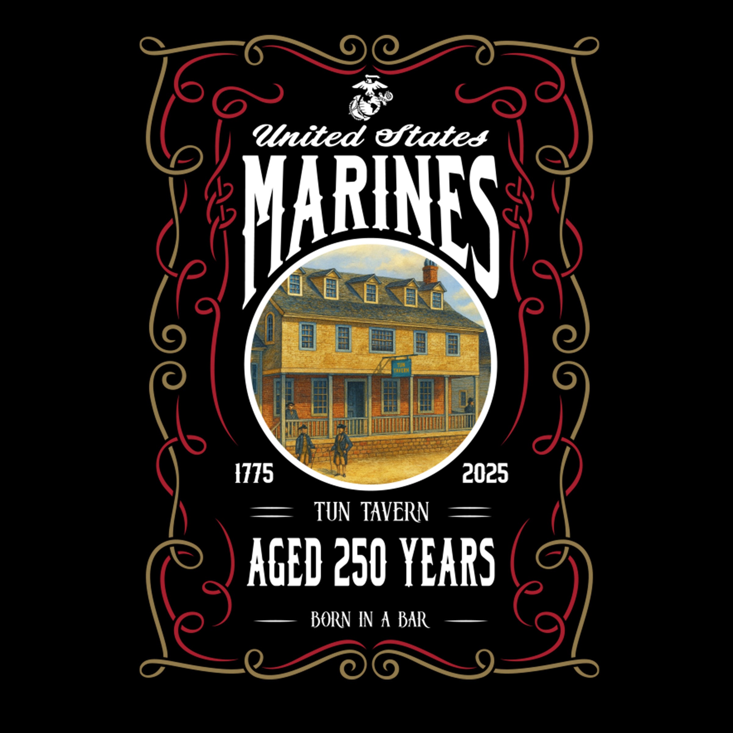 250th USMC Birthday Tun Tavern T-Shirt <br> MADE IN USA
