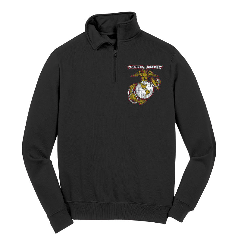 1/4 zip USMC pullover, 1/4 zip usmc sweatshirt. Marine Corp Gifts for men
