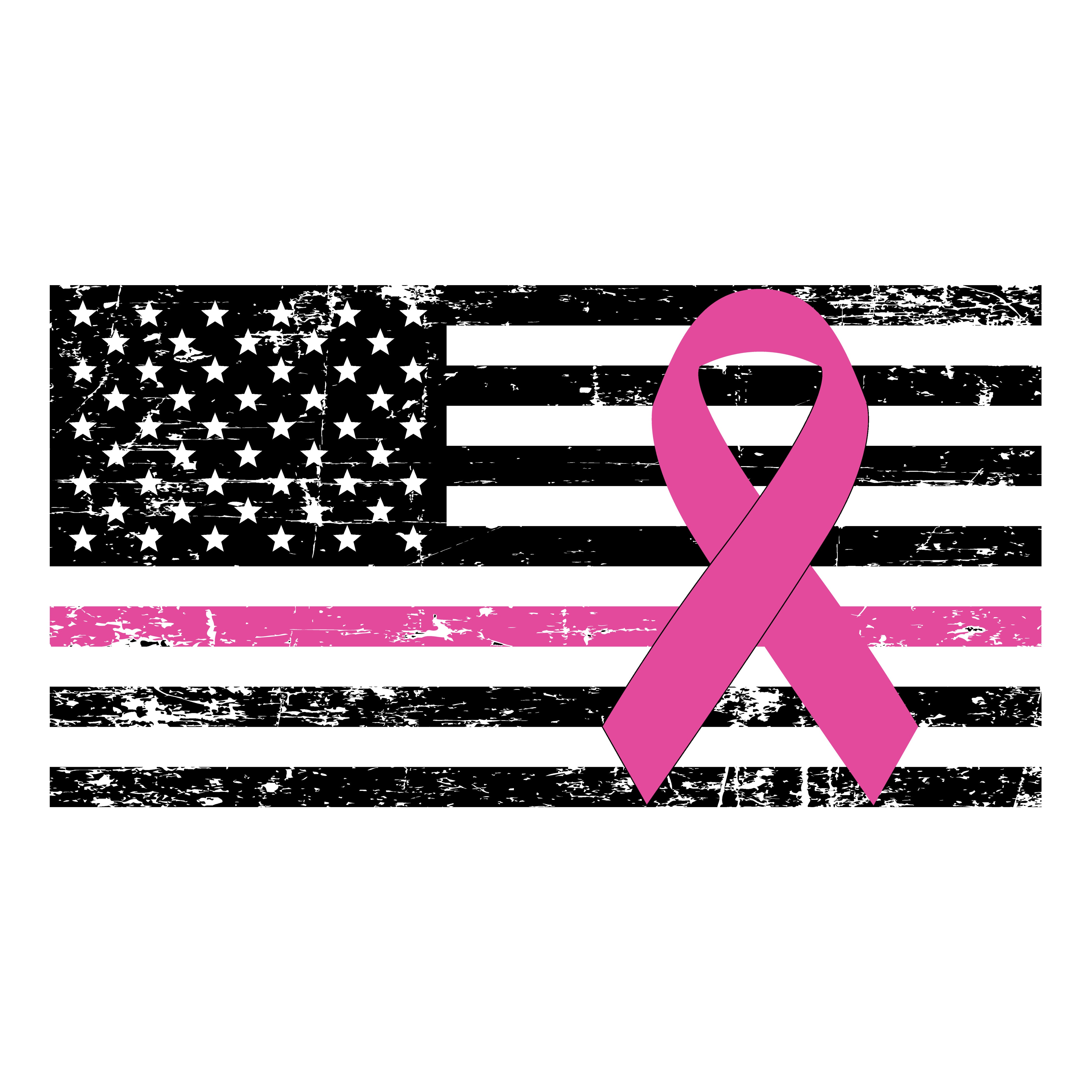 American flag with a pink breast cancer awareness ribbon