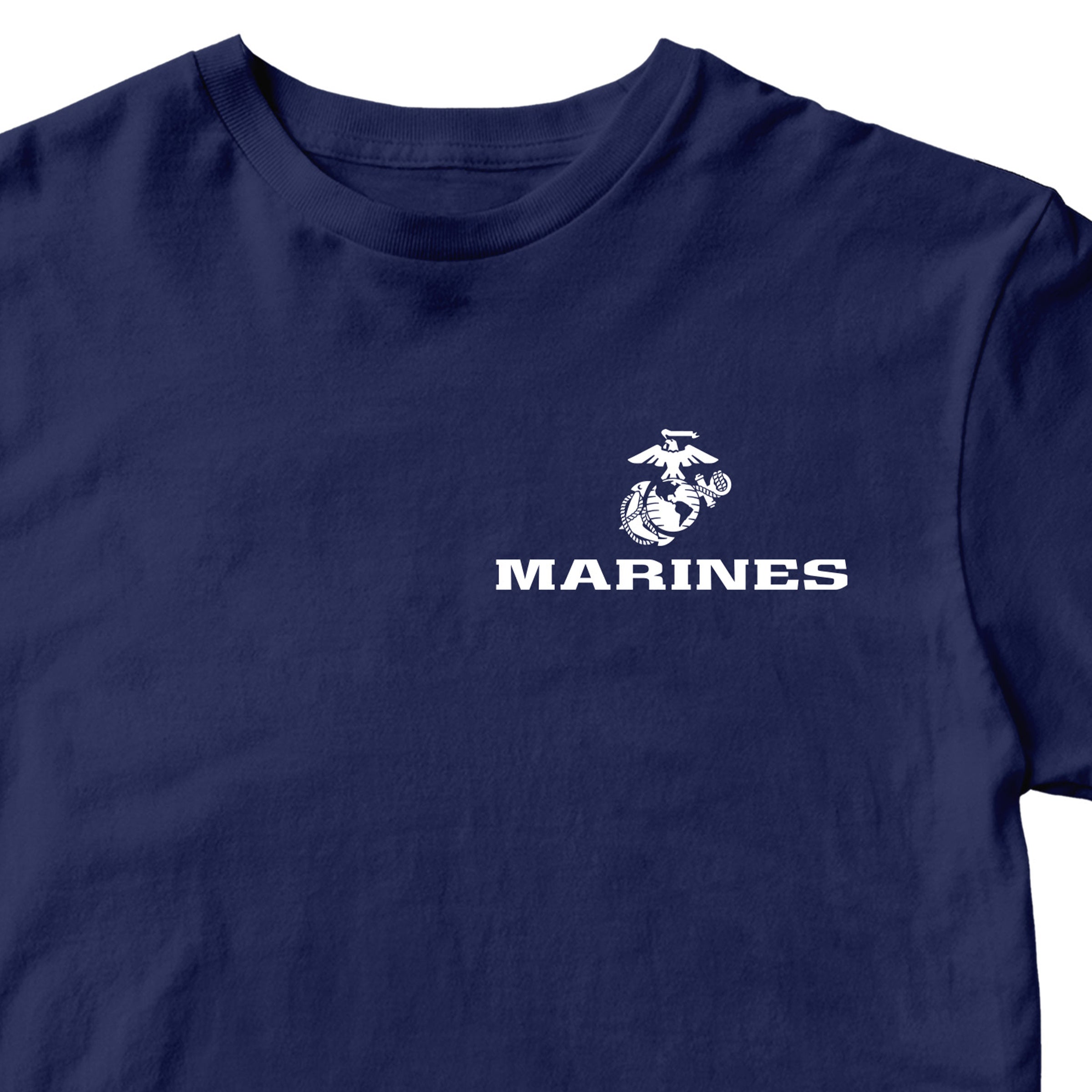 Navy USMC t-shirt with Eagle Globe Anchor chest seal and MARINES text