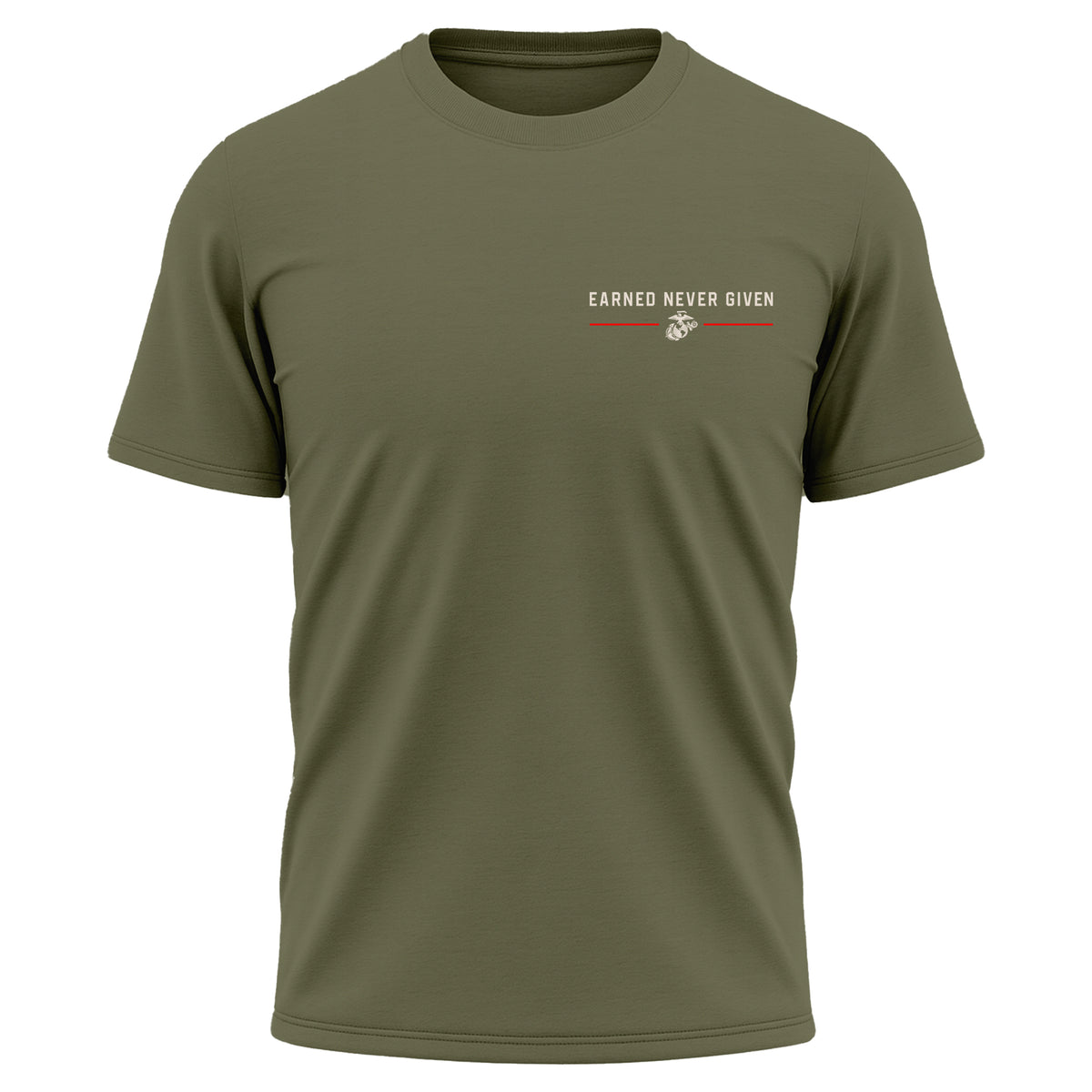 USMC Earned Never Given Red Line Performance T-Shirt