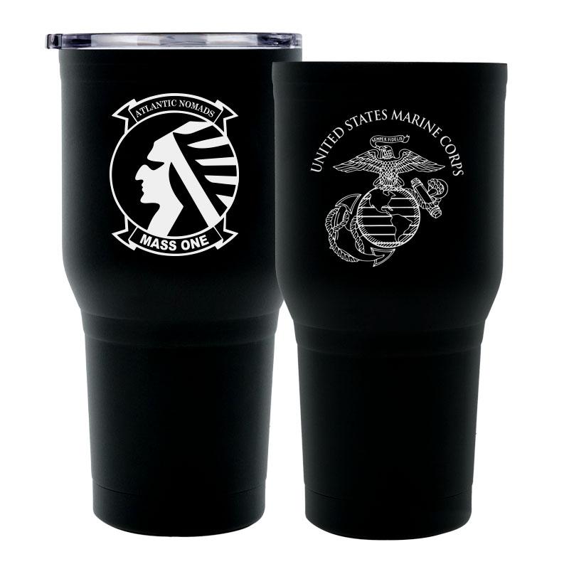 MASS-1 logo tumbler, MASS-1 coffee cup, Marine Air Support Squadron 1 USMC, Marine Corp gift ideas, USMC Gifts for women