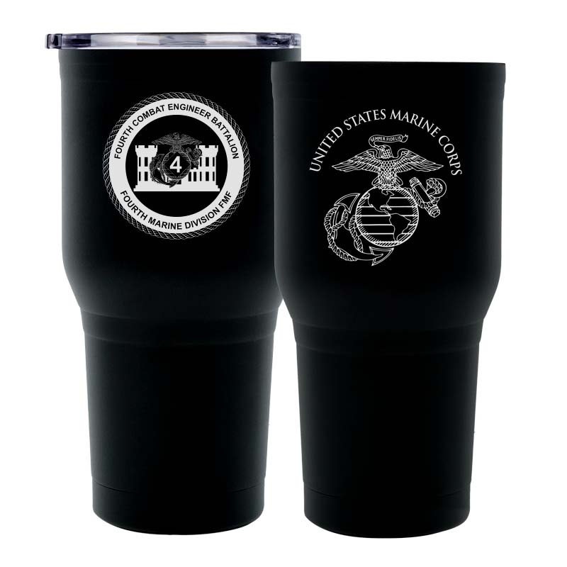 4th Combat Engineer Battalion (4th CEB) USMC Unit logo tumbler, 4th CEB coffee cup, 4th CEB USMC, Marine Corp gift ideas, USMC Gifts for men or women 30 Oz Tumbler