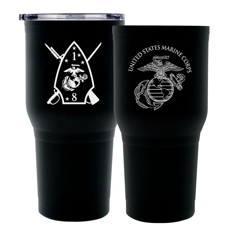 1stBn 8th Marines USMC Stainless Steel Marine Corps Tumbler