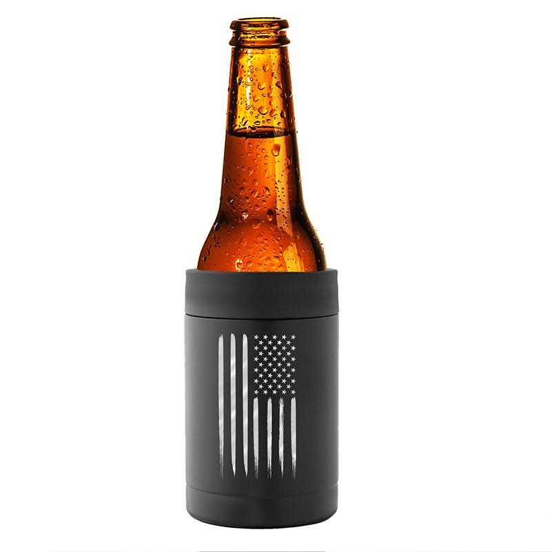 American Flag Can Cooler - Stainless Steel Torn Flag Beer Cooler