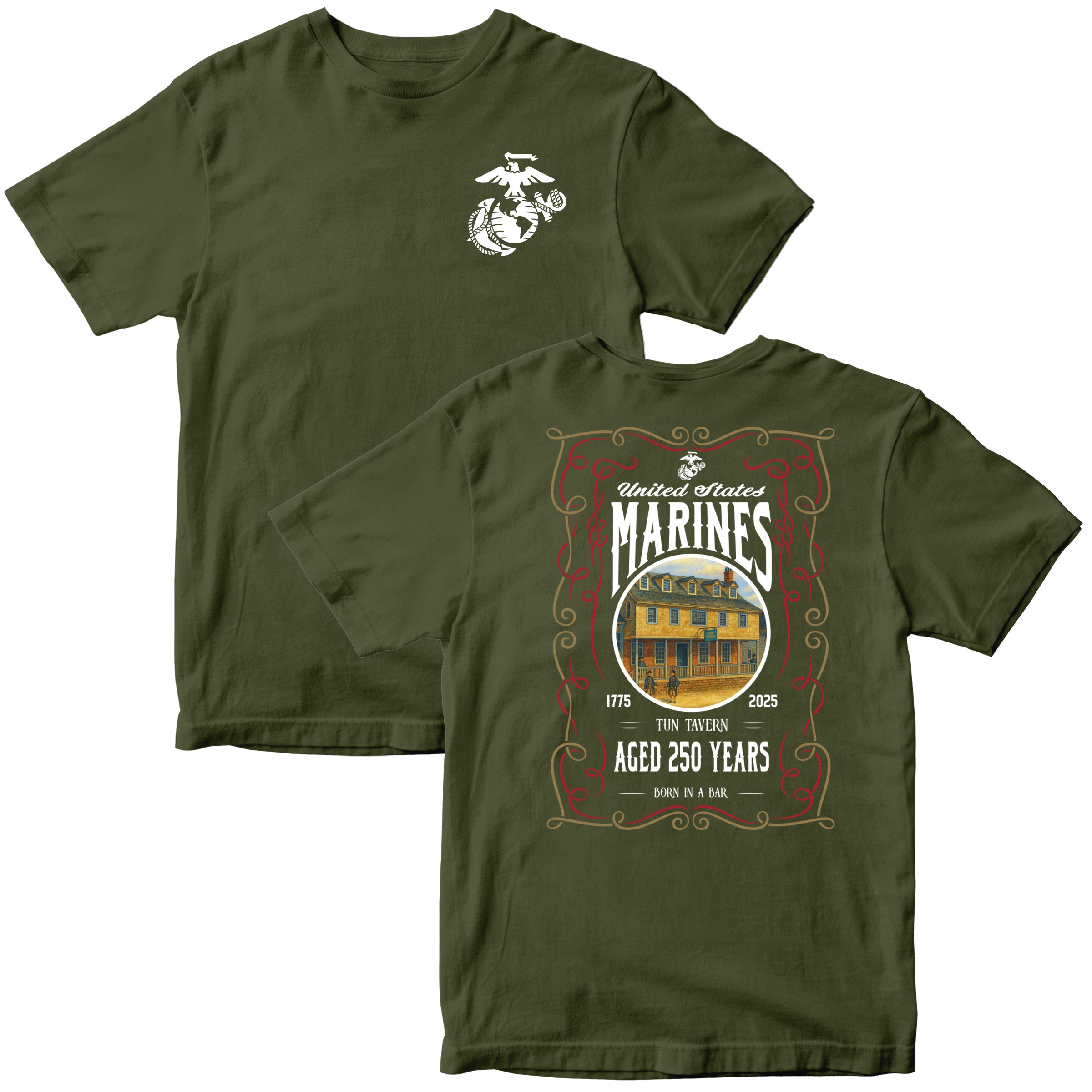 250th USMC Birthday Tun Tavern T-Shirt <br> MADE IN USA