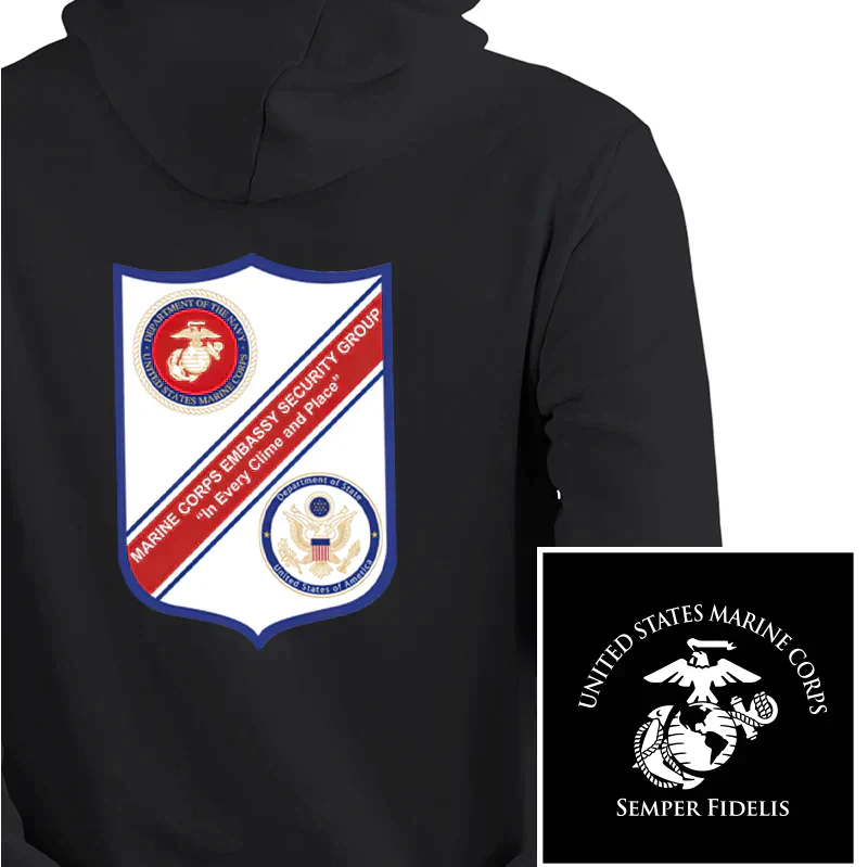 Marine Corps Embassy Security Group USMC Unit hoodie, MSG USMC Logo sweatshirt, USMC gift ideas, Marine Corp gifts women or men, USMC unit logo gear, USMC unit logo sweatshirts