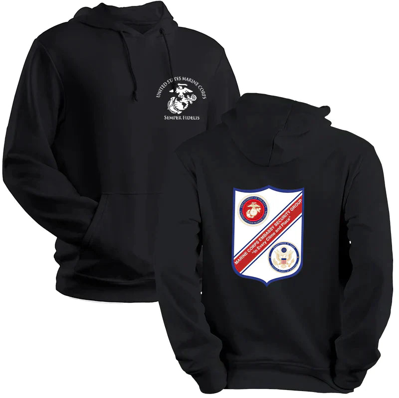 Marine Corps Embassy Security Group USMC Unit hoodie, MSG USMC Logo sweatshirt, USMC gift ideas, Marine Corp gifts women or men, USMC unit logo gear, USMC unit logo sweatshirts
