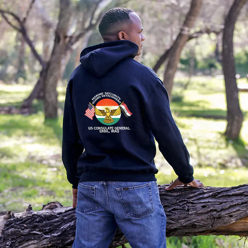 Marine Security Guard Detachment Erbil Iraq USMC hoodie, MSG DET Erbil Iraq USMC Logo sweatshirt, USMC gift ideas, Marine Corp gifts women or men, USMC unit logo gear, USMC unit logo sweatshirts