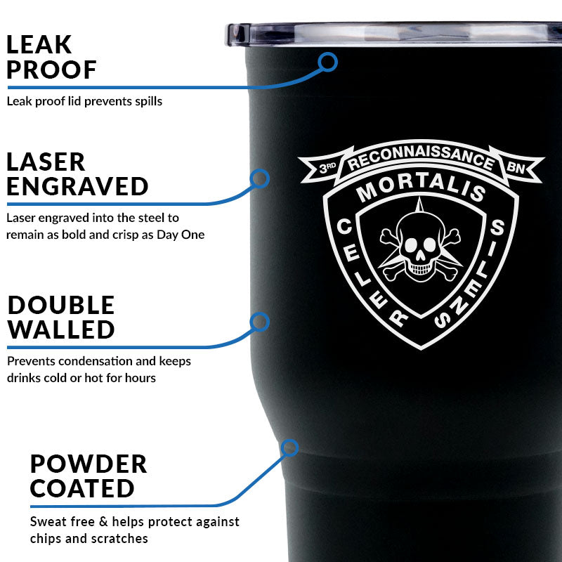 3rd Recon logo tumbler, 3rd Recon coffee cup, 3rd Reconnaissance Bn USMC, Marine Corp gift ideas, USMC Gifts for women