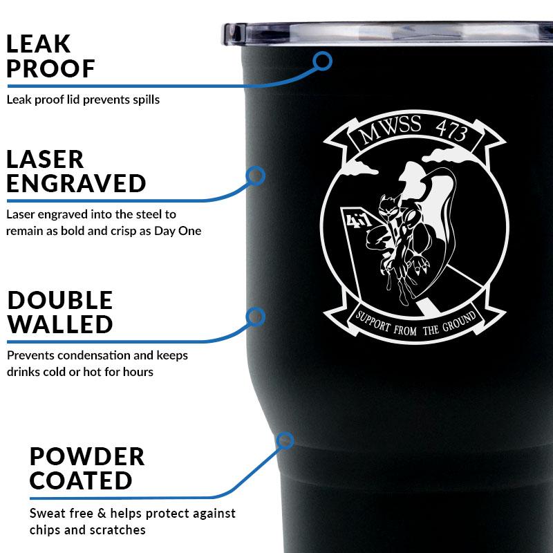 MWSS-174 logo tumbler, MWSS-174 coffee cup, Marine Wing Support Squadron 473 USMC, Marine Corp gift ideas, USMC Gifts for women 30oz