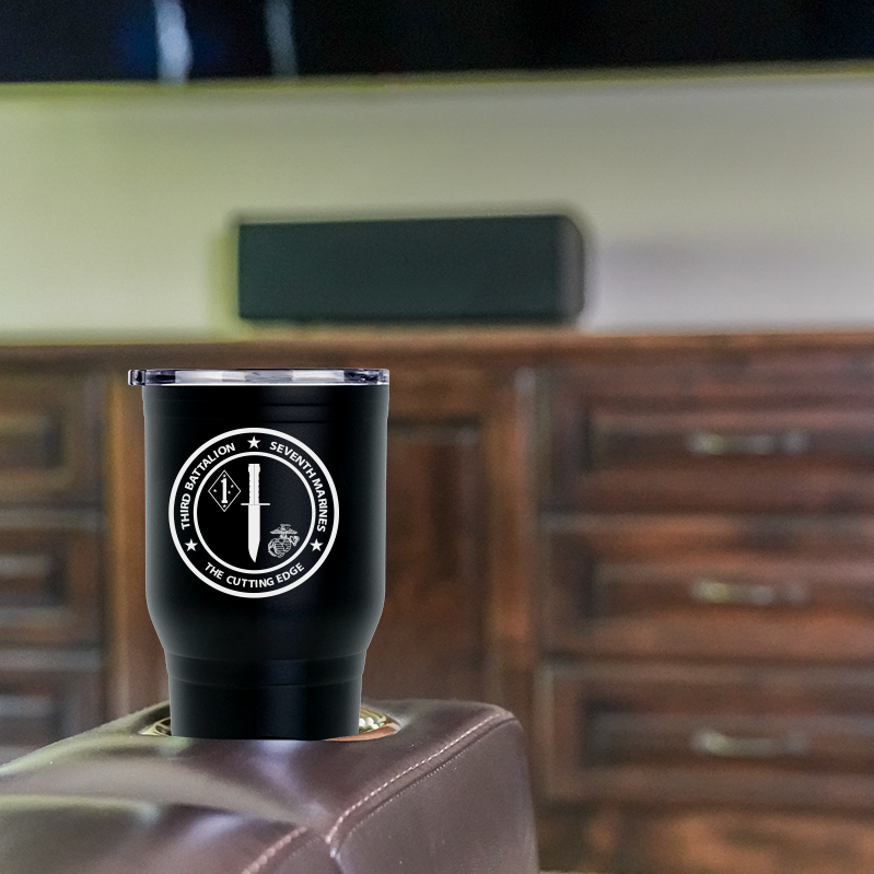 3rd Battalion 7th Marines logo tumbler, 3rd Battalion 7th Marines coffee cup, 3d Battalion 7th Marines USMC, Marine Corp gift ideas, USMC Gifts for women 30oz
