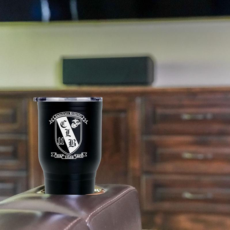 CLB-11 logo tumbler, CLB-11 coffee cup, Combat Logistics Battalion 11 USMC, Marine Corp gift ideas, USMC Gifts 30 ounce