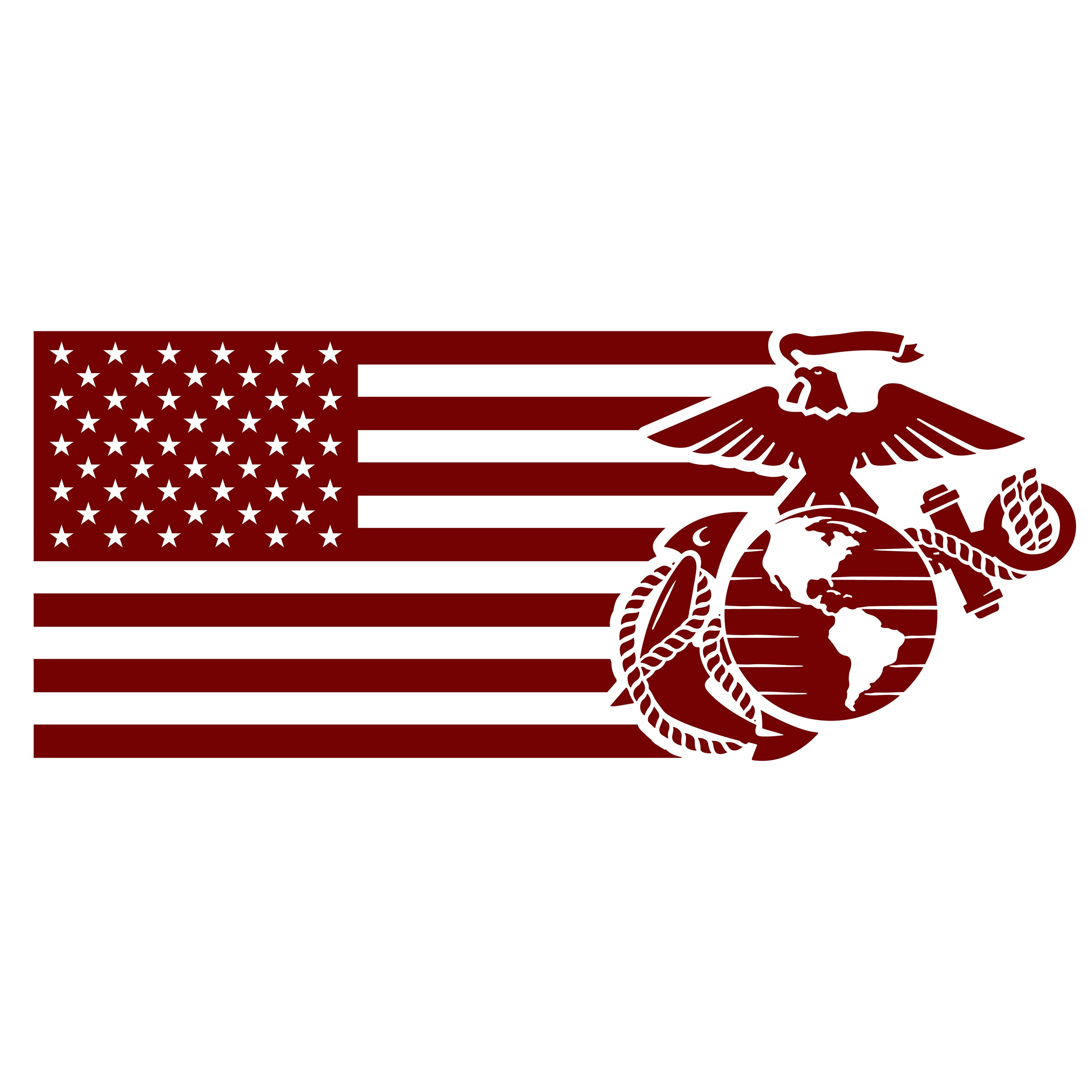 Red USMC Split Flag and EGA t-shirt with monochromatic Marine Corps EGA and American Flag Design. Marines Patriotic Tee.