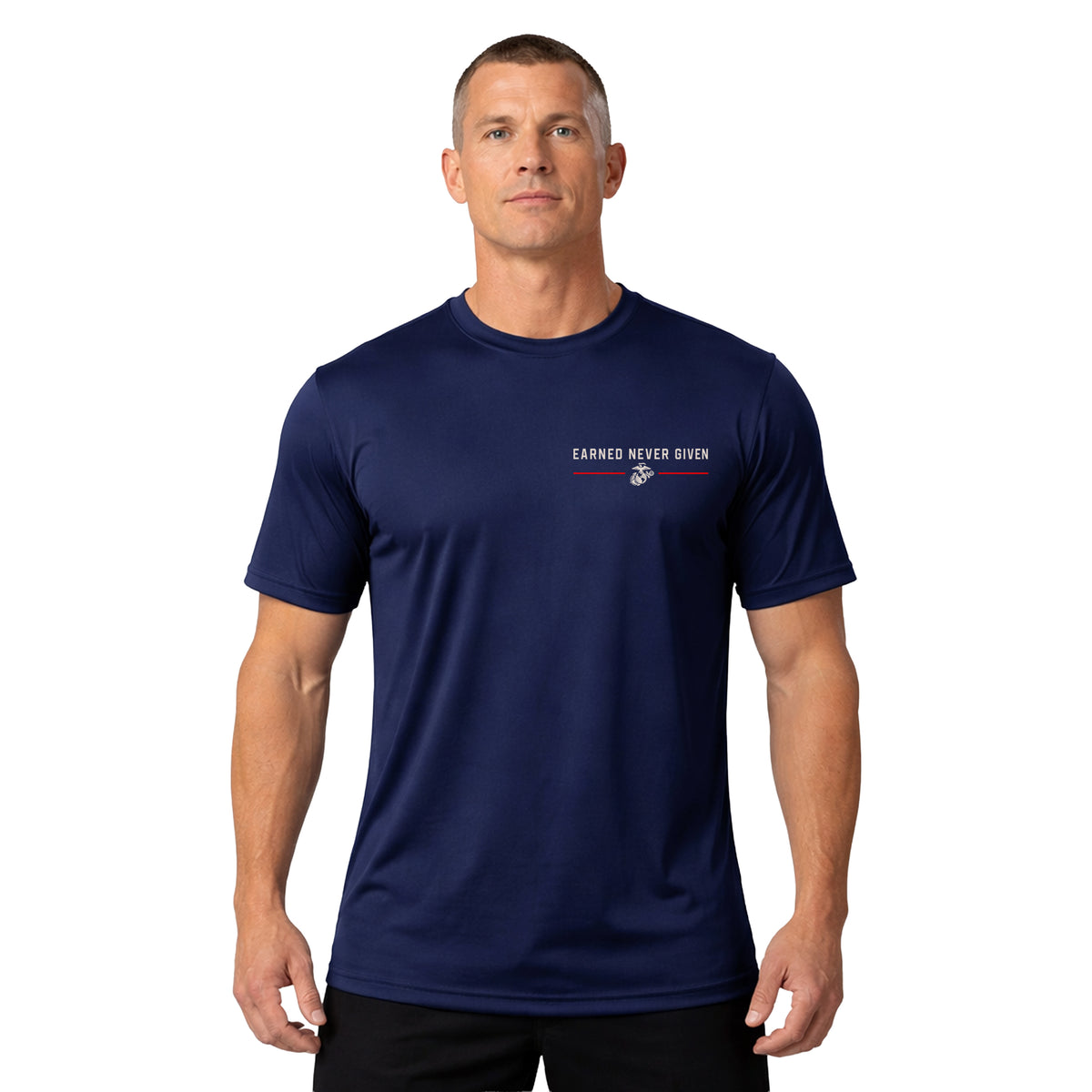 USMC Earned Never Given Red Line Performance T-Shirt