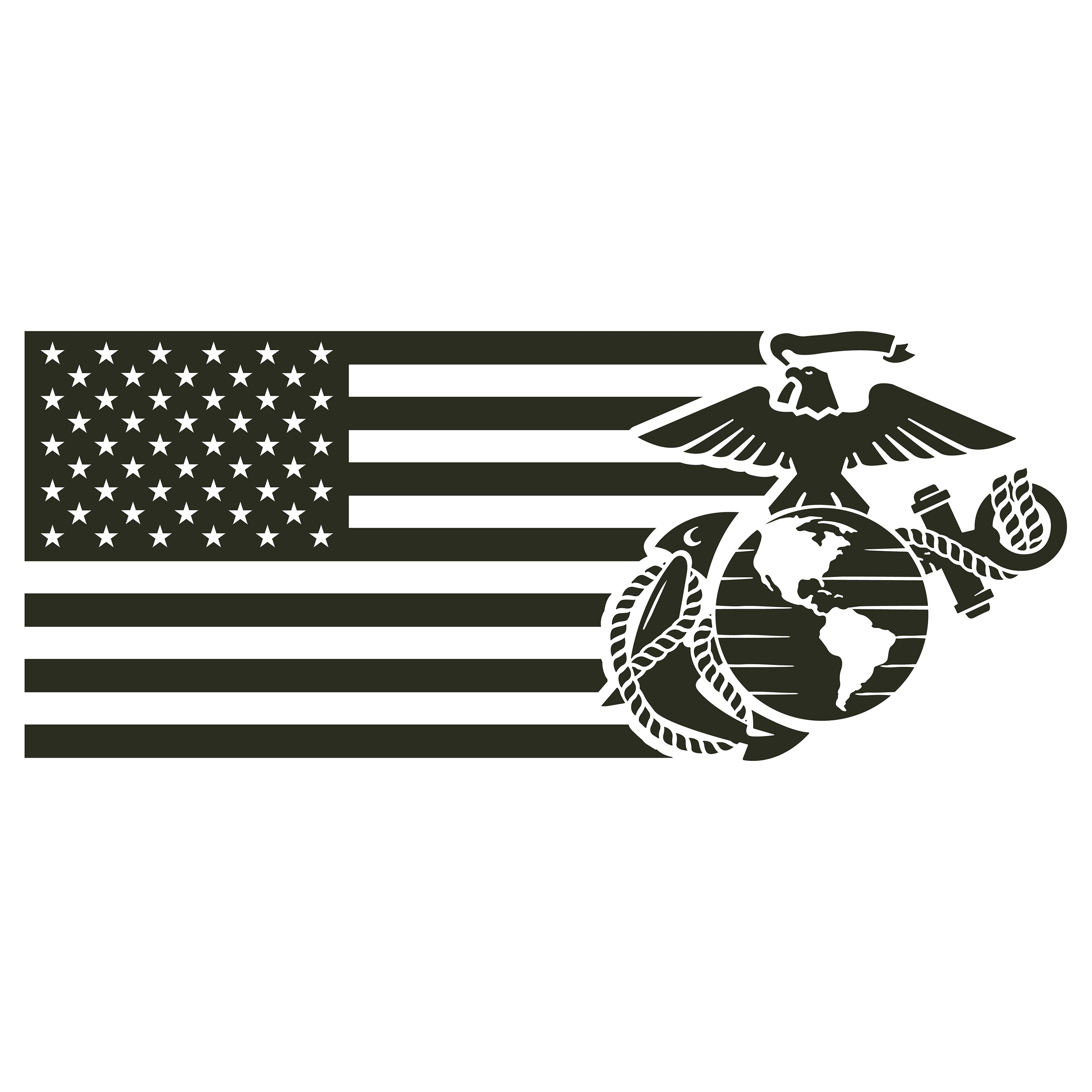 USMC Split Flag & EGA T-Shirt - Military Green