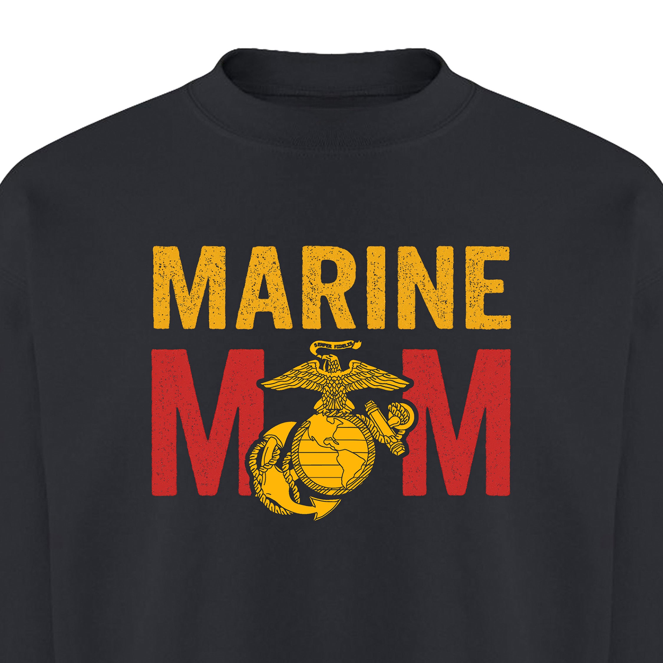 Marine Mom sweatshirt with Eagle Globe and Anchor graphic. Marine Corps military family sweatshirt. USMC Mom Apparel