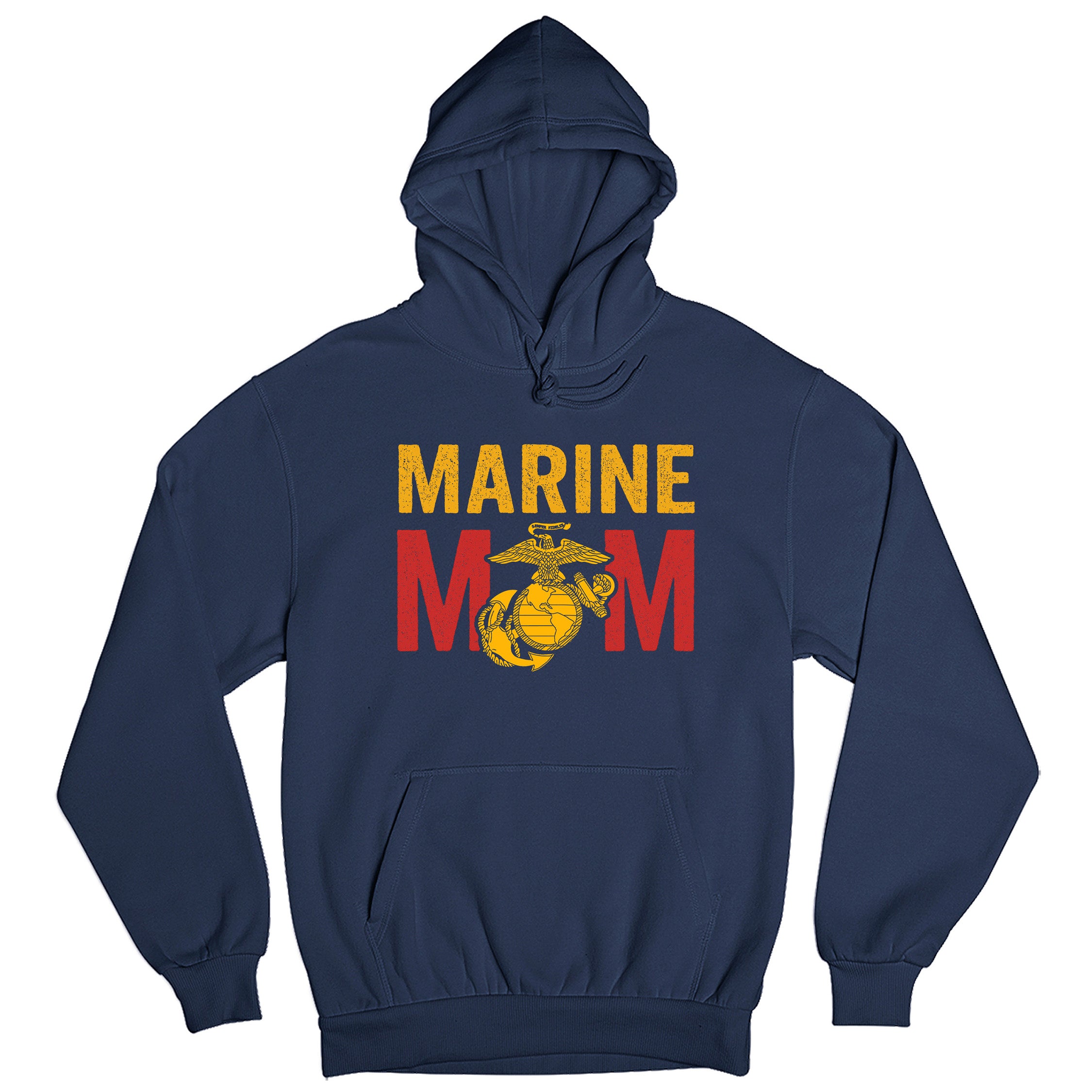 Marine Mom hoodie with Eagle Globe and Anchor graphic. Marine Corps military family hoodie. USMC Mom Apparel