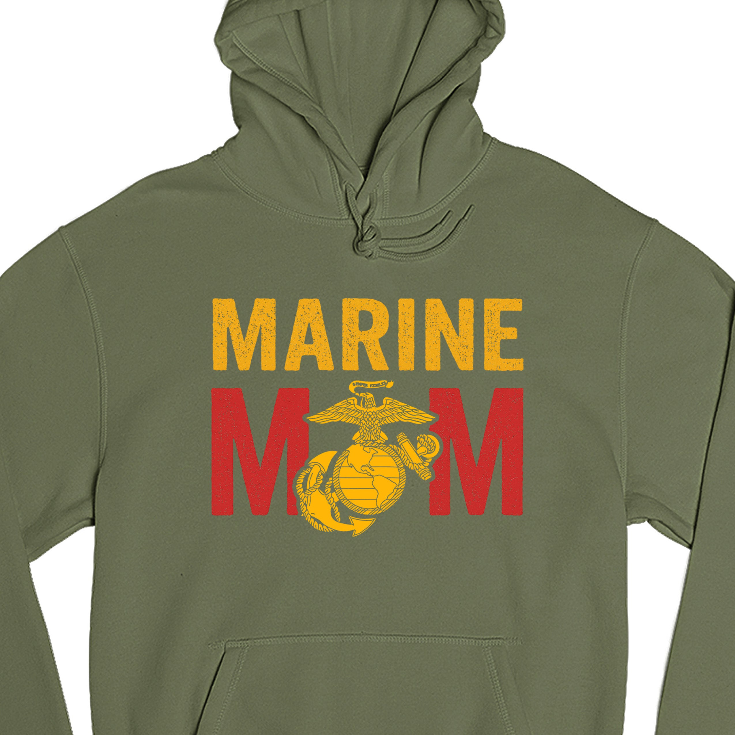 Marine Mom hoodie with Eagle Globe and Anchor graphic. Marine Corps military family hoodie. USMC Mom Apparel