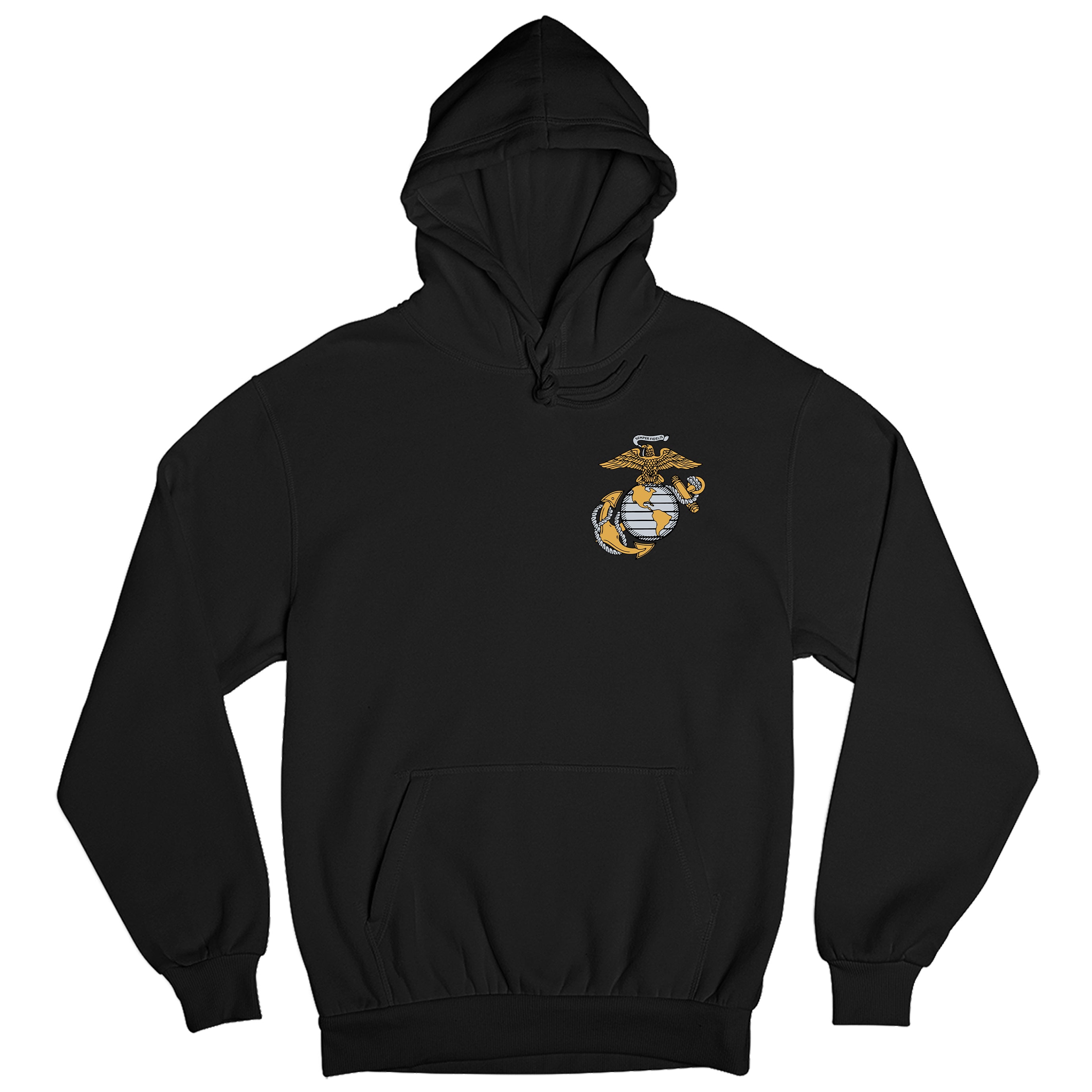 USMC 250th Birthday hoodie with front chest Eagle, Globe, and Anchor emblem