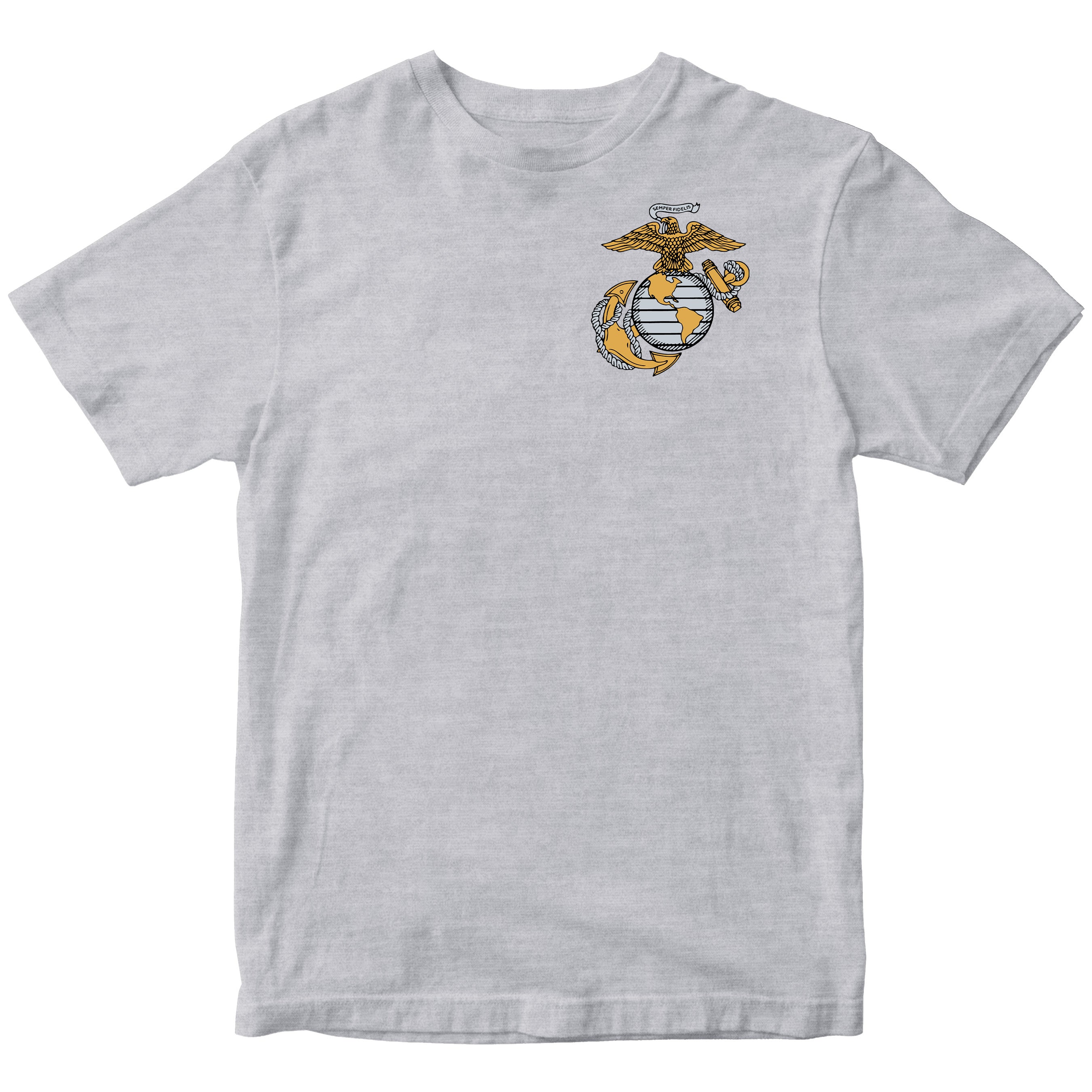 Gray USMC Tee with Eagle, Globe, and Anchor chest seal