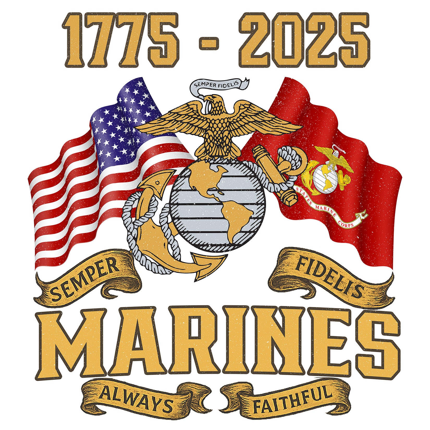 Marines 250 Years Semper Fi T-shirt <br> MADE IN USA