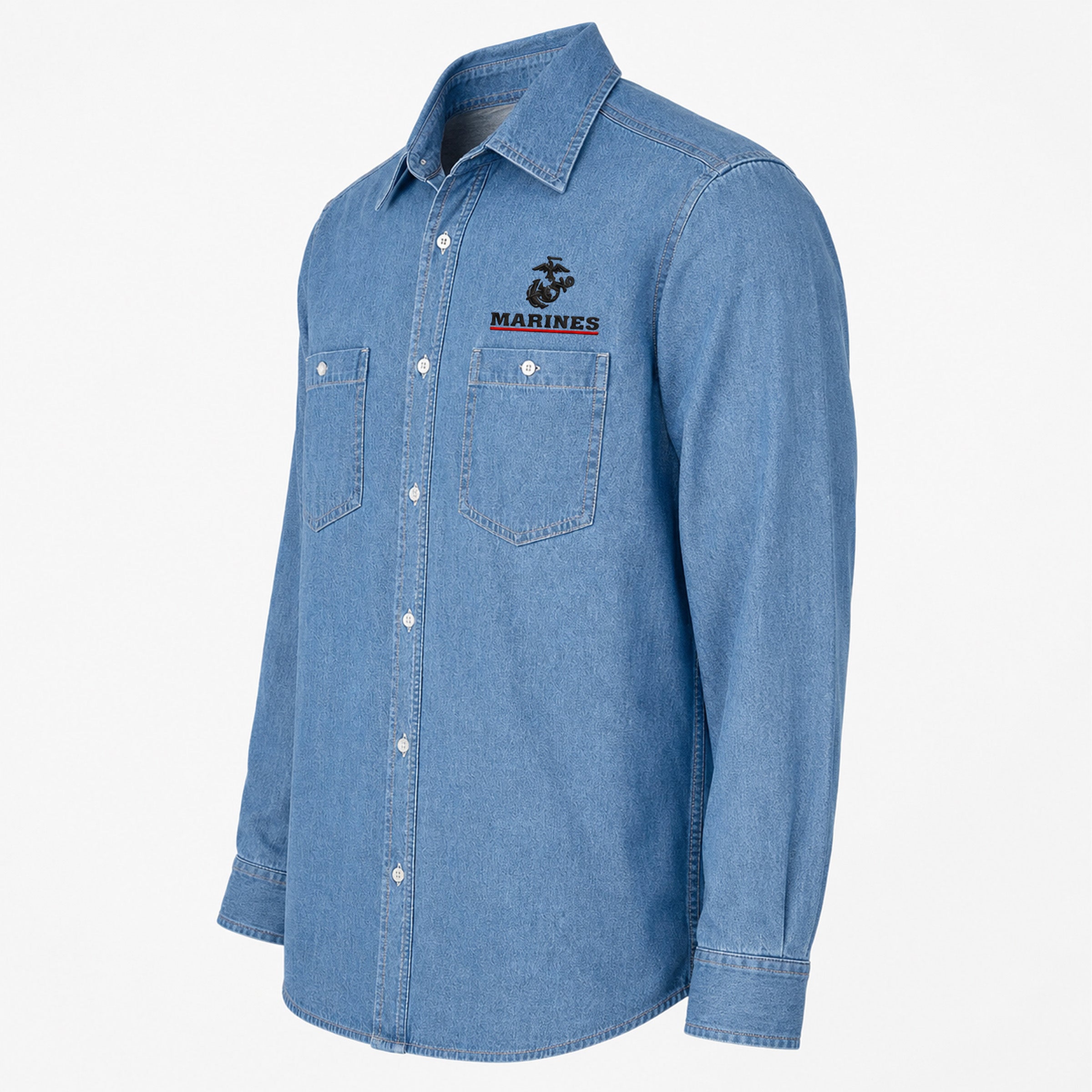 Limited Edition Marines Red Line EGA Embroidered Denim Shirt Jacket