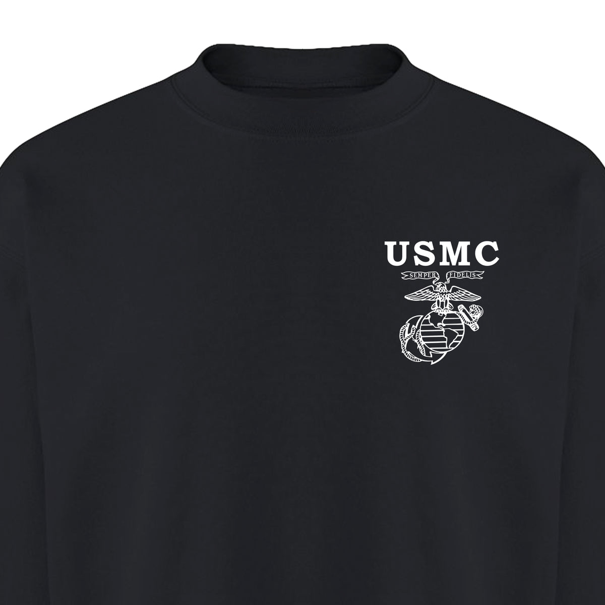 Black USMC sweatshirt with Old School EGA Chest seal.