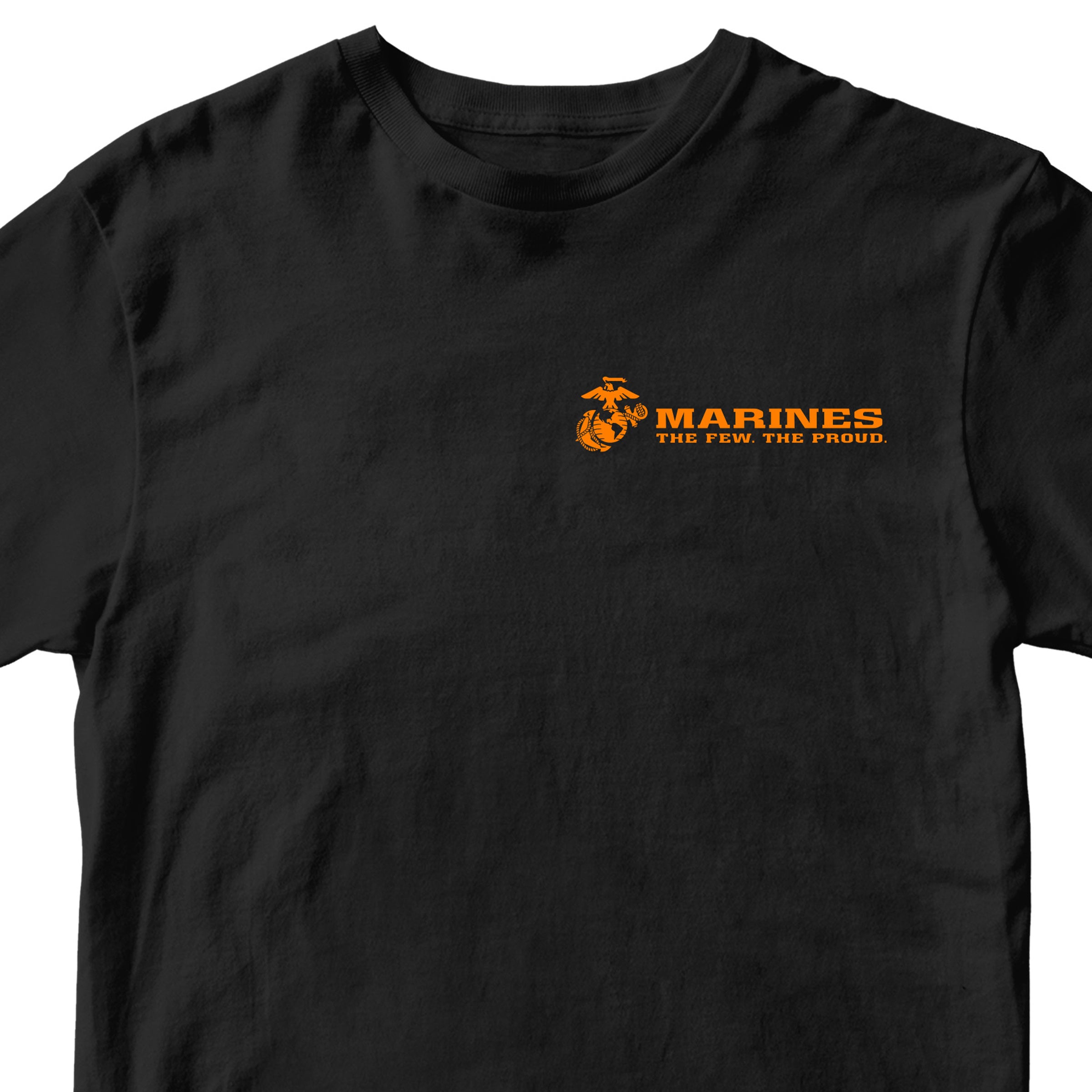 Black limited-edition USMC Halloween T-shirt with black Eagle Globe and Anchor and The Few The Proud chest graphic