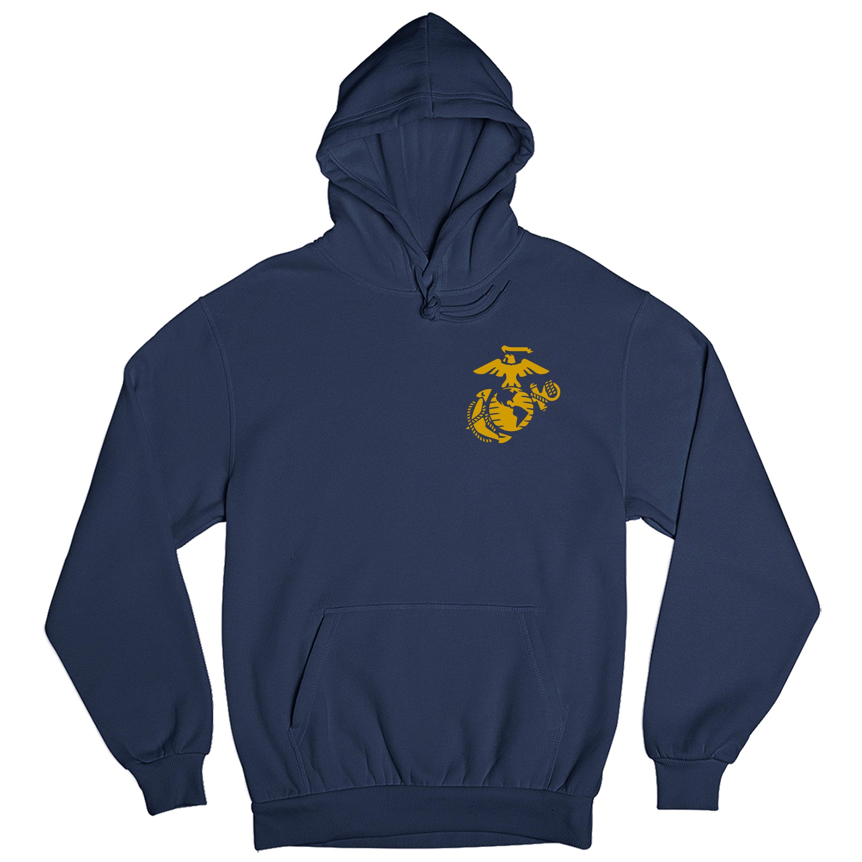 USMC 250th Birthday hoodie with front chest Eagle, Globe, and Anchor emblem
