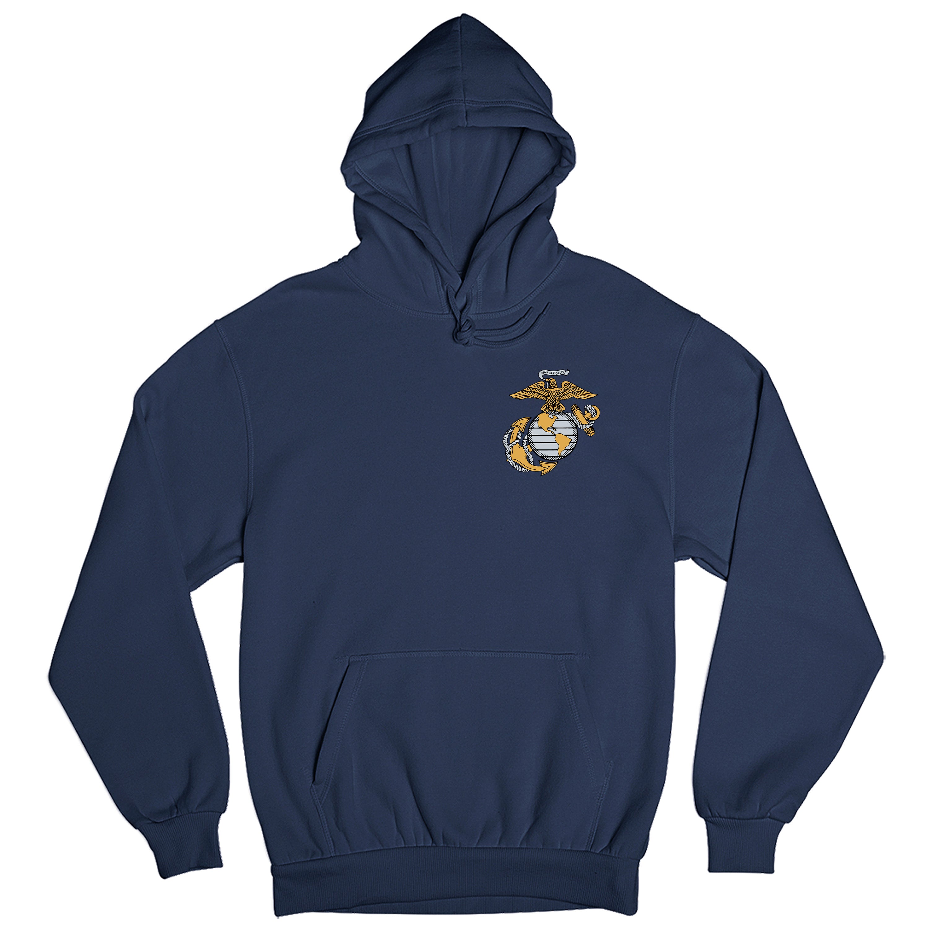 USMC 250th Birthday hoodie with front chest Eagle, Globe, and Anchor emblem