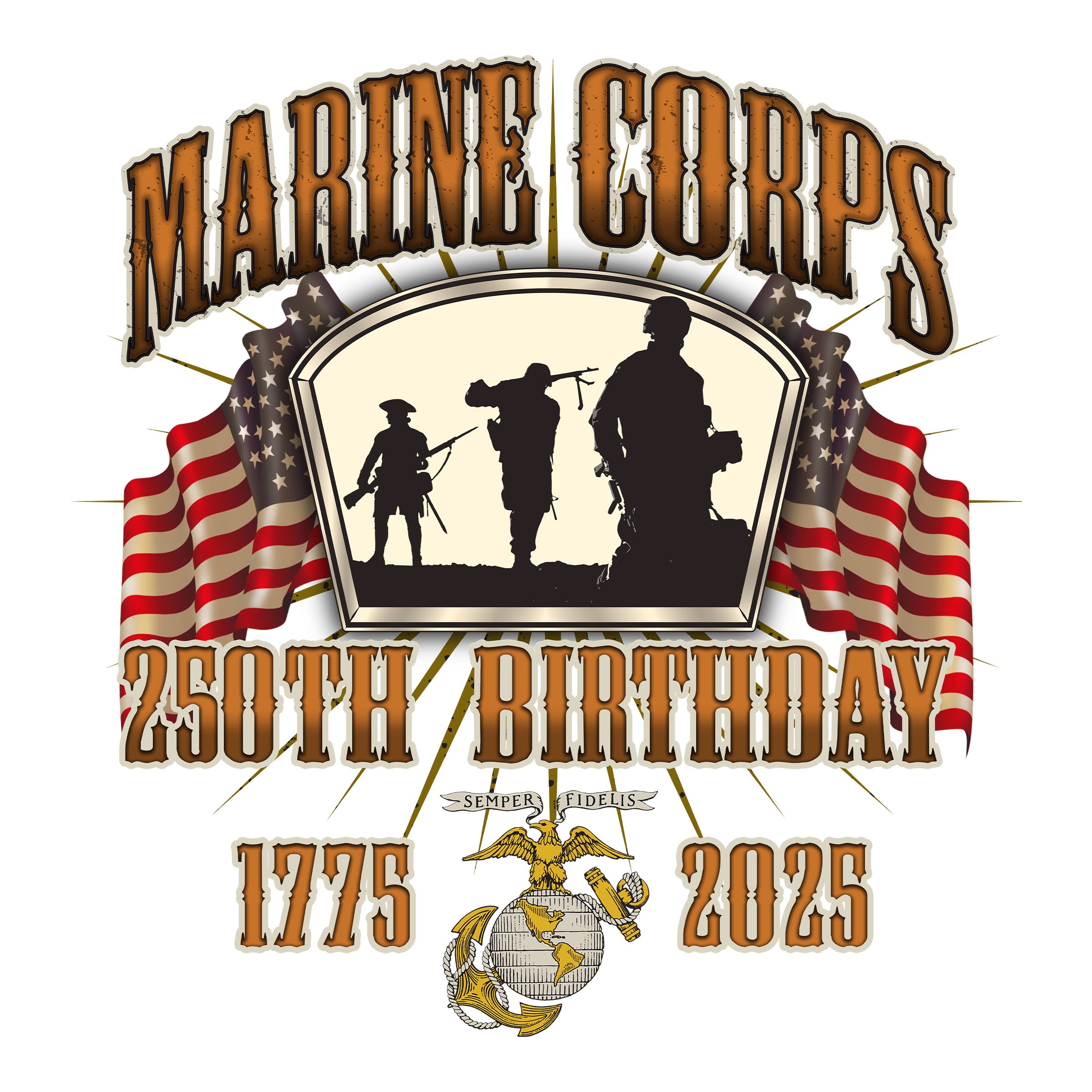 Marines 250th Birthday Flag Women's Jersey T-shirt