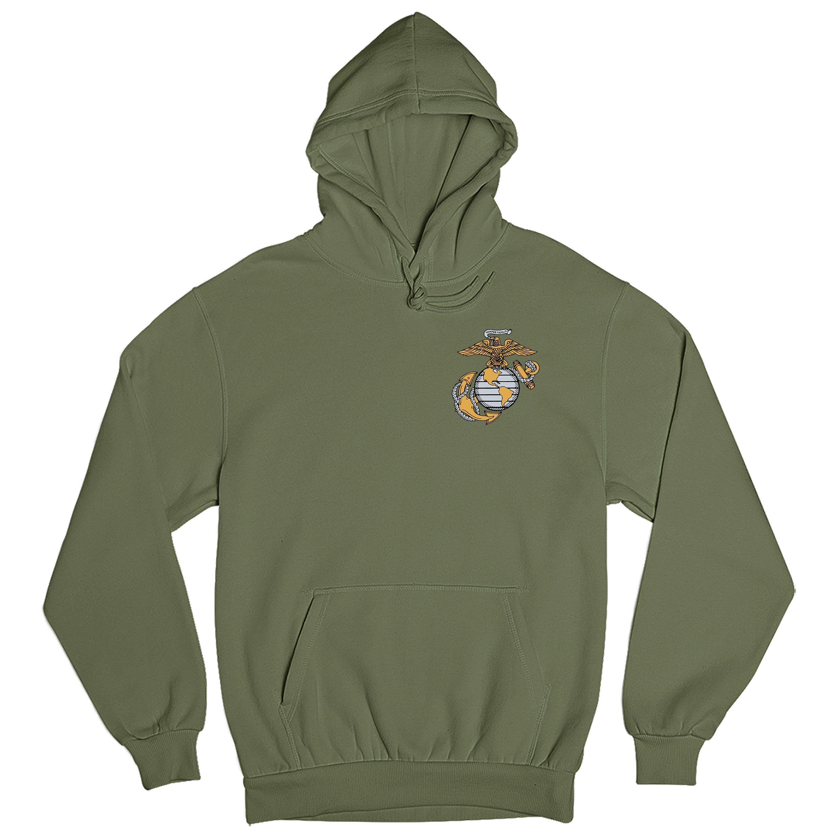 USMC 250th Birthday hoodie with front chest Eagle, Globe, and Anchor emblem