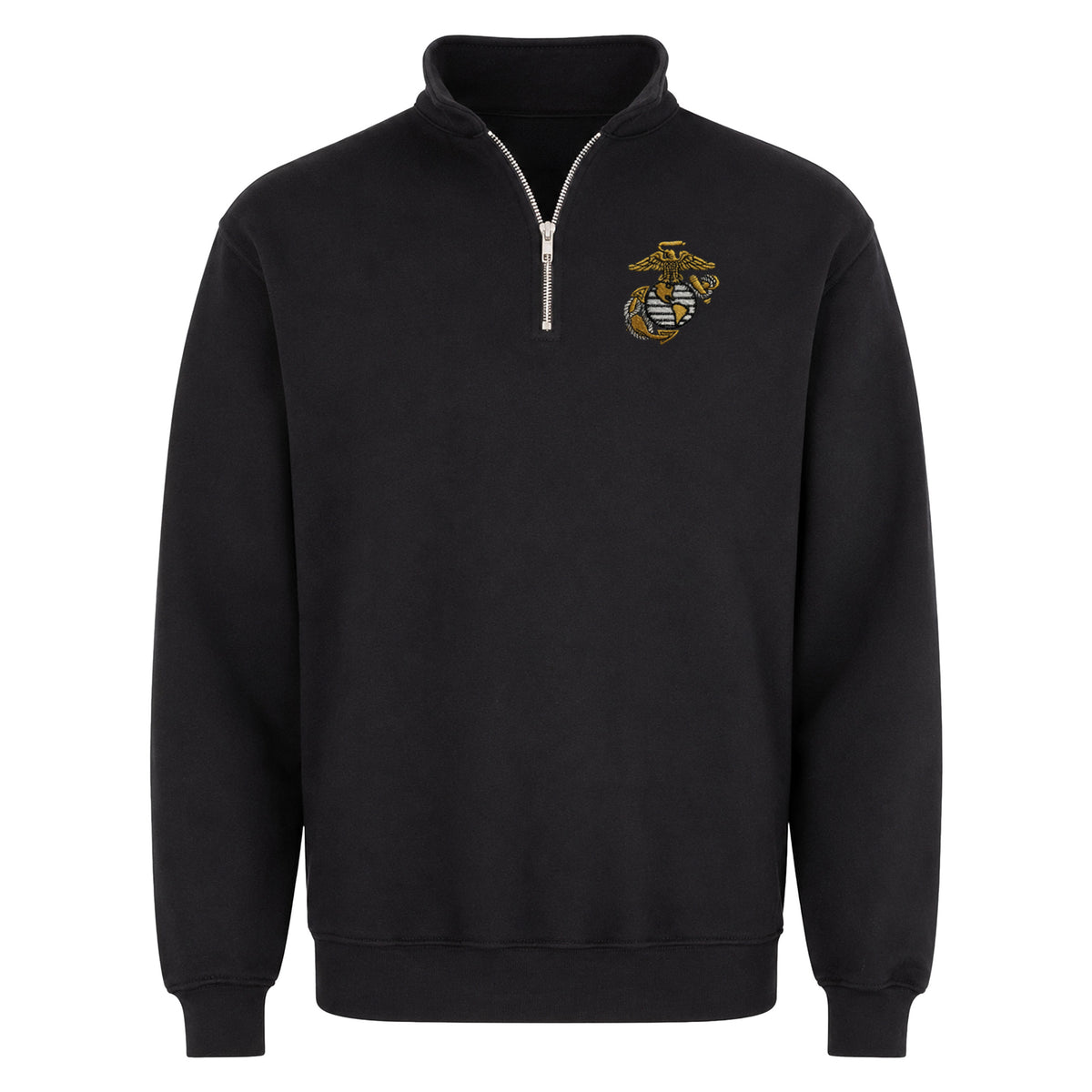 Black embroidered Marines Classic Eagle Globe and Anchor midweight quarter-zip sweatshirt