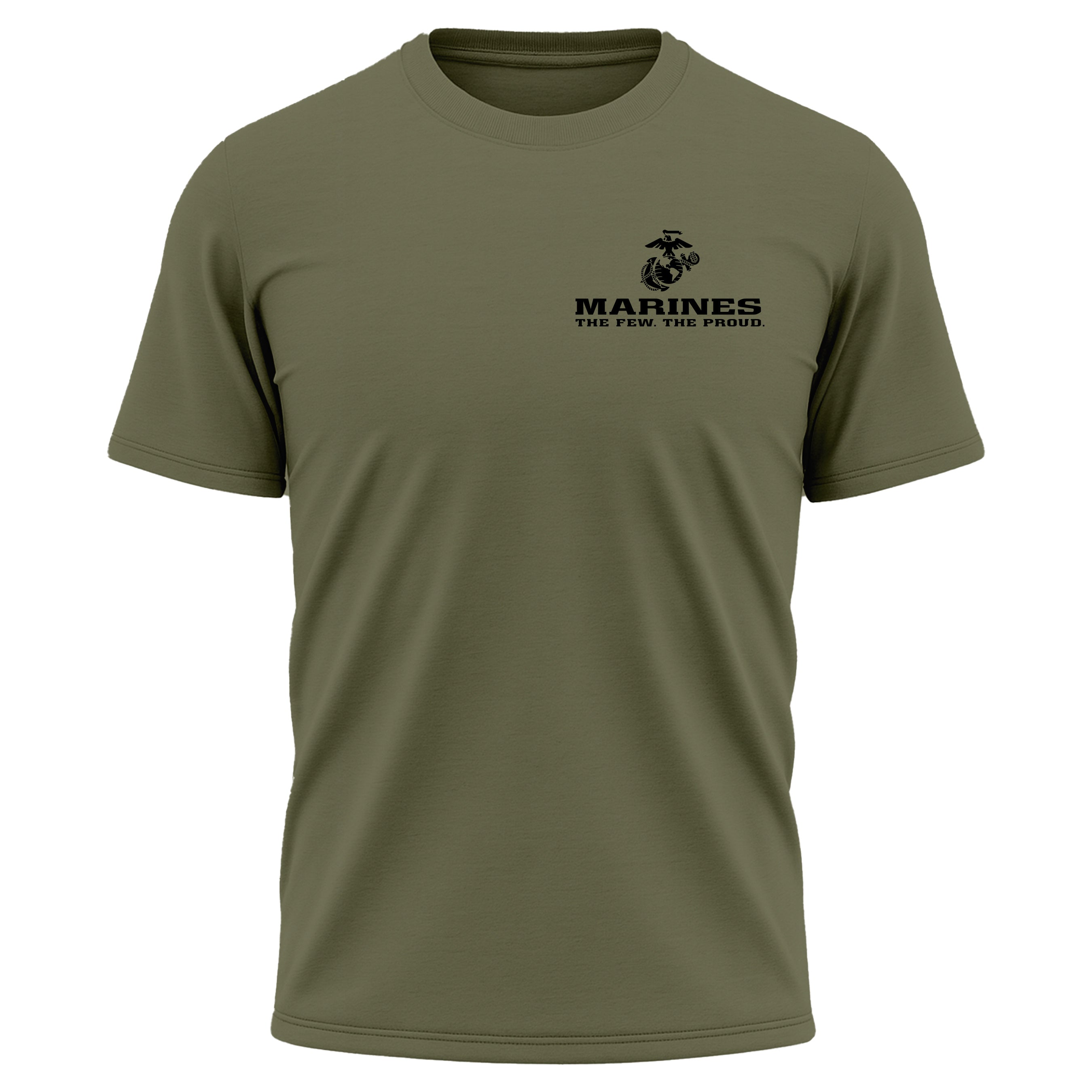 USMC The Few The Proud chest seal performance T-shirt. Marines green Performance Tee. USMC Activewear