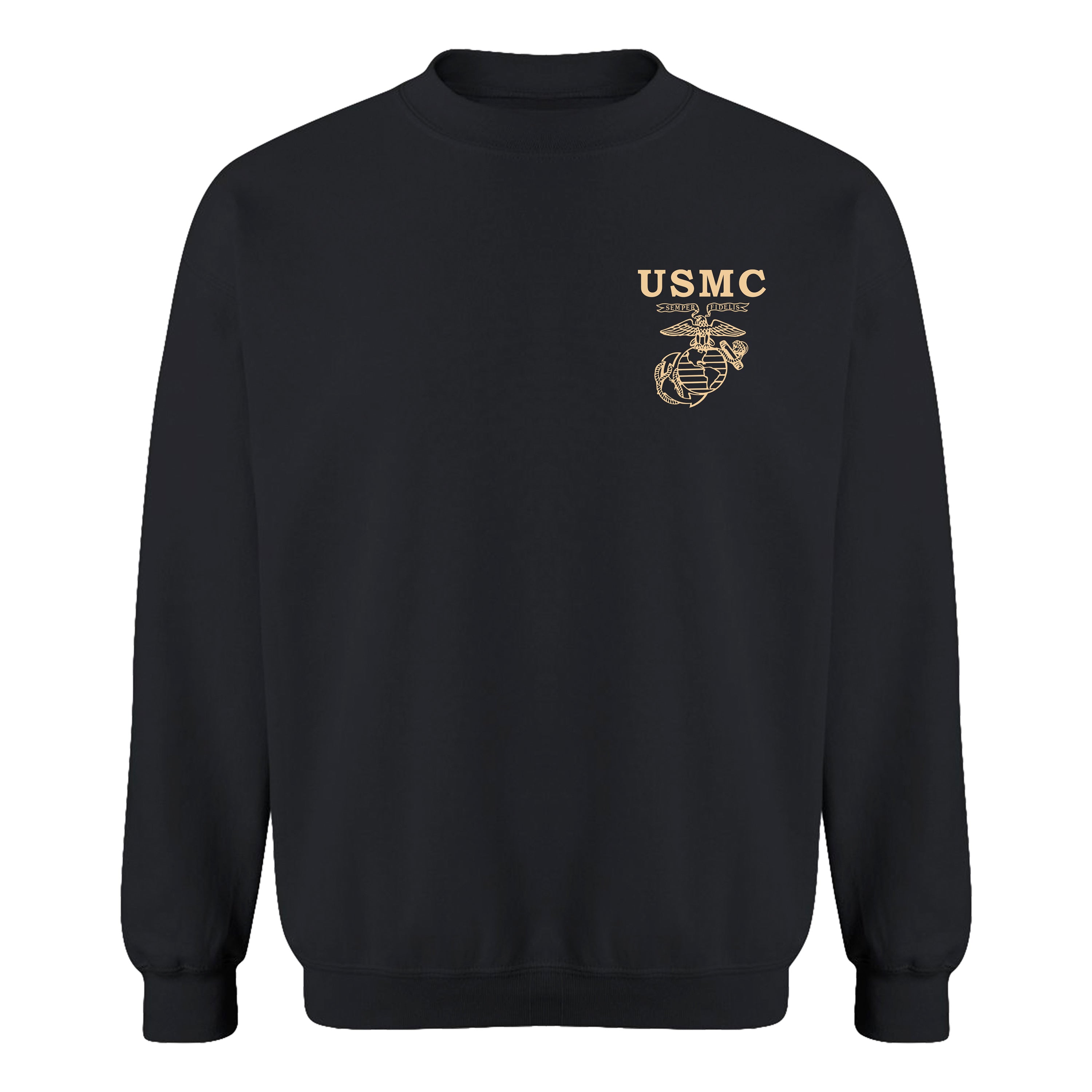 Black USMC 251st Birthday First Ashore sweatshirt with an Old School Eagle Globe and Anchor chest seal