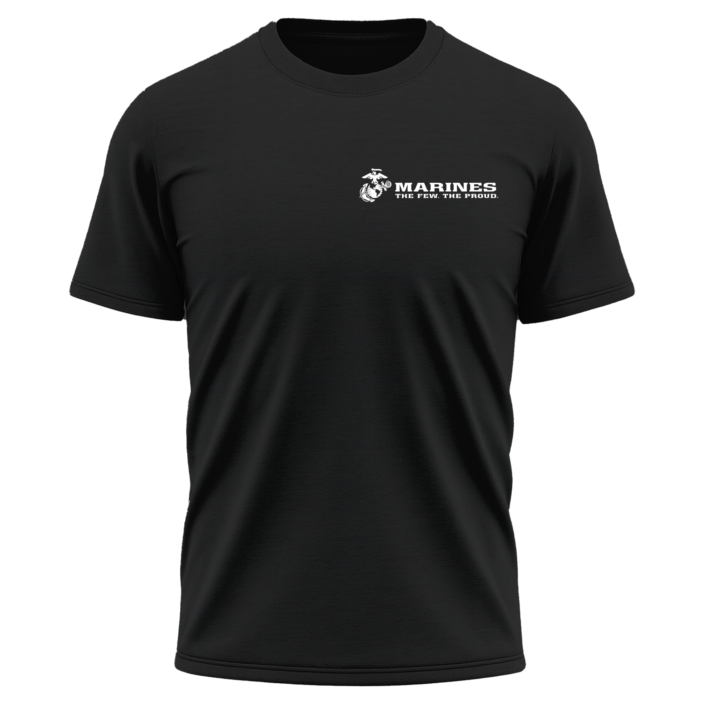 USMC The Few The Proud performance T-shirt with Eagle Globe and Anchor chest. Marines black Performance Tee. USMC Activewear