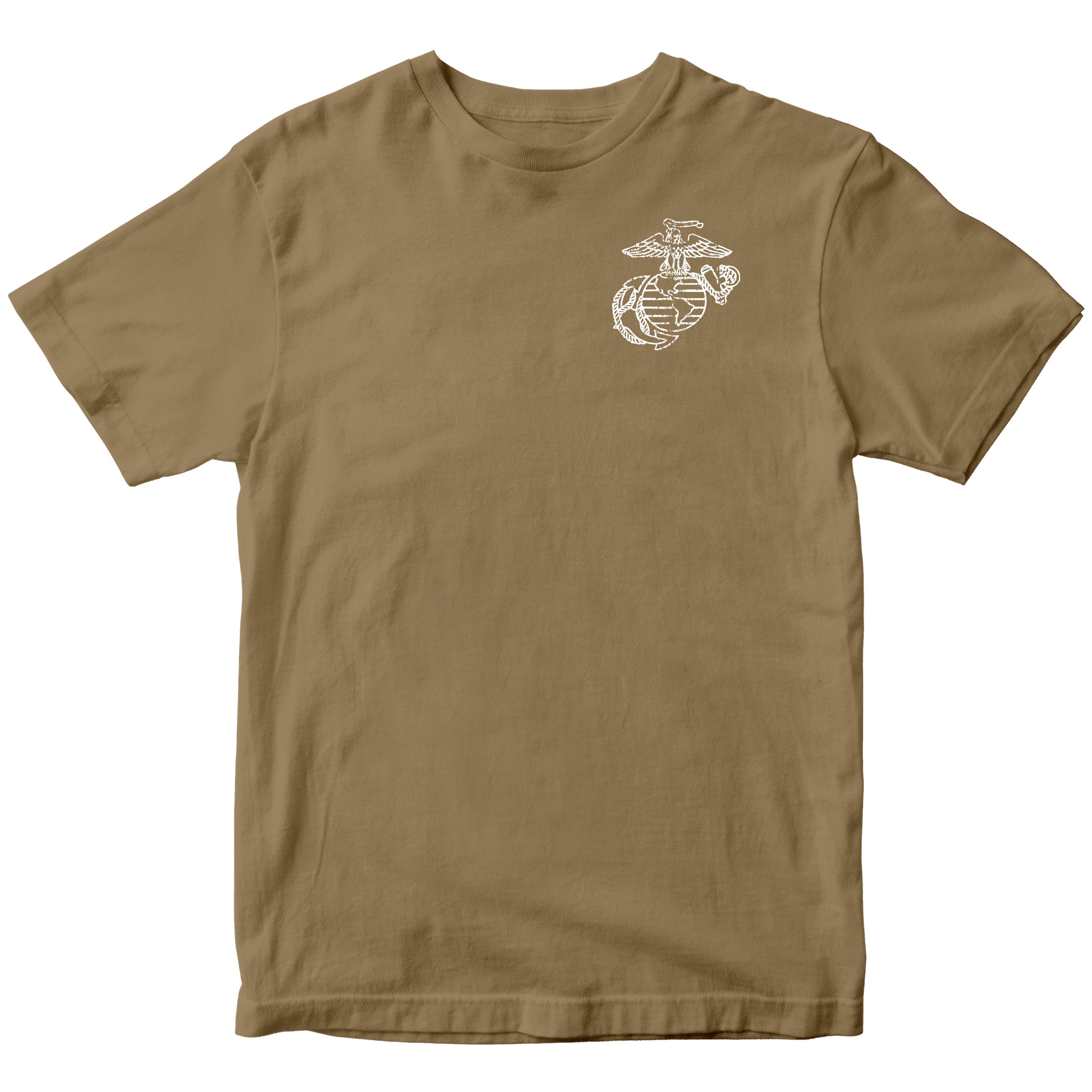 Brown USMC T-shirt with distressed EGA chest seal