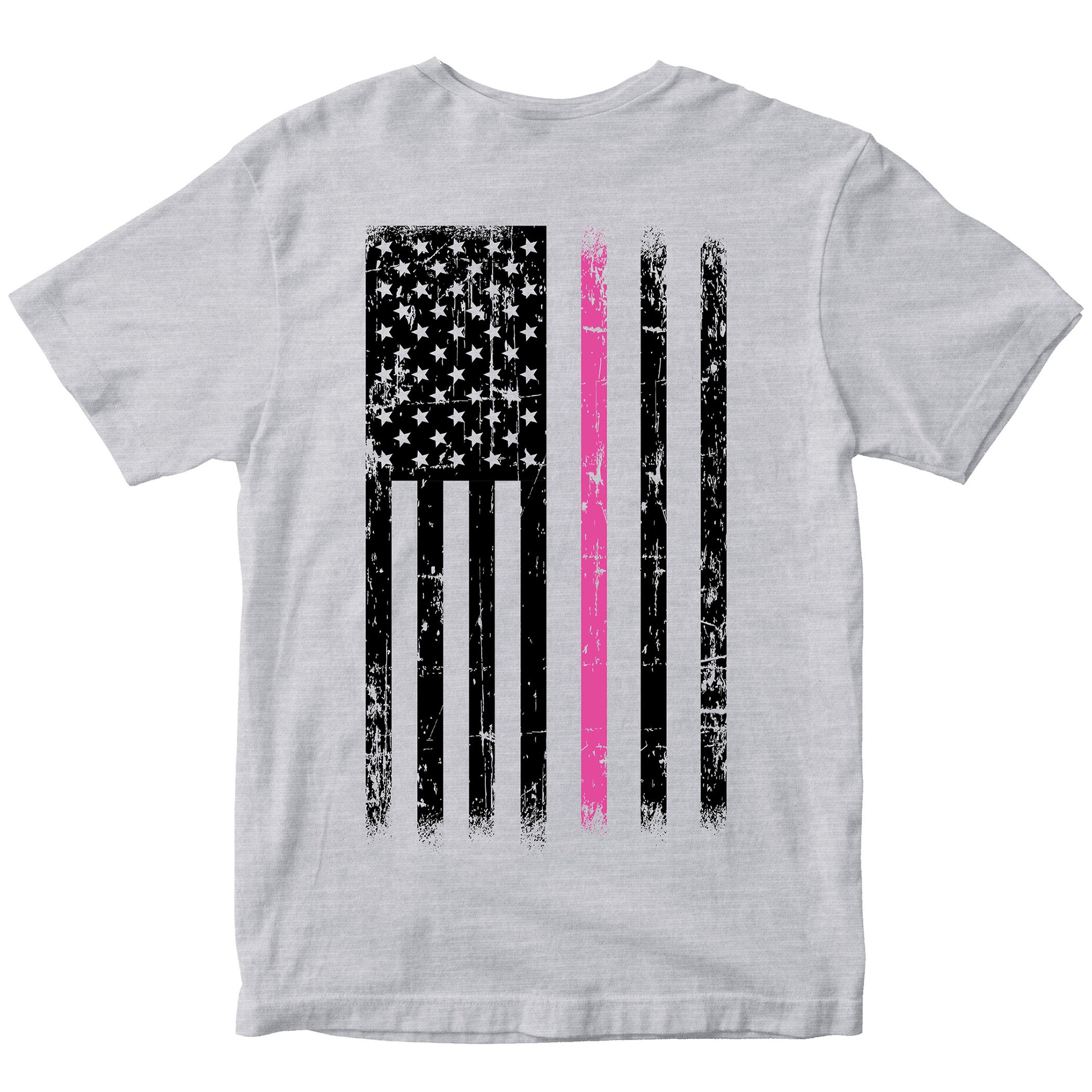 Grey Cancer Awareness T-Shirt. Patriotic Pink Cancer Flag Tee