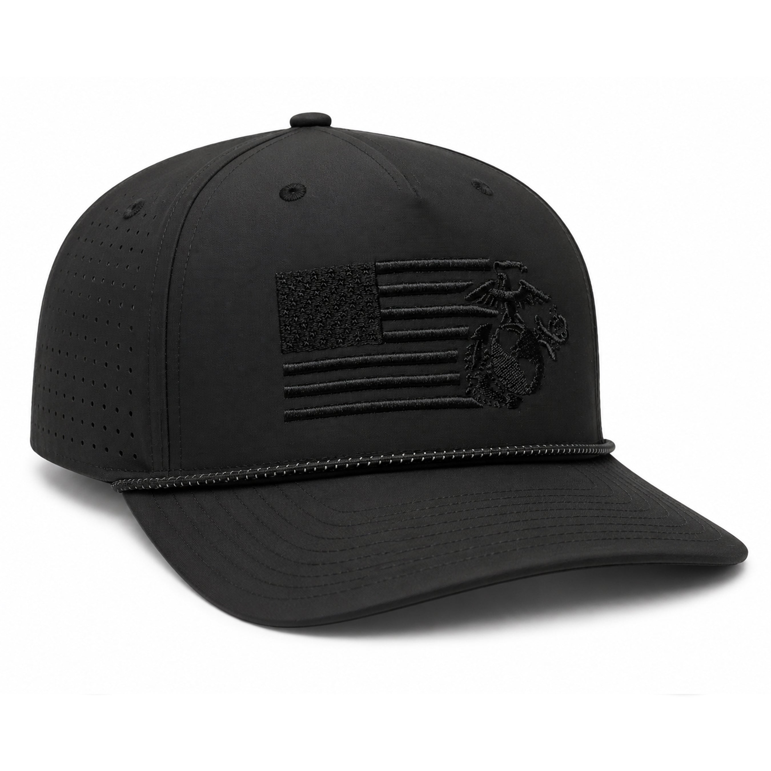 USMC Blackout Flag & EGA Embroidered Performance Rope Cap