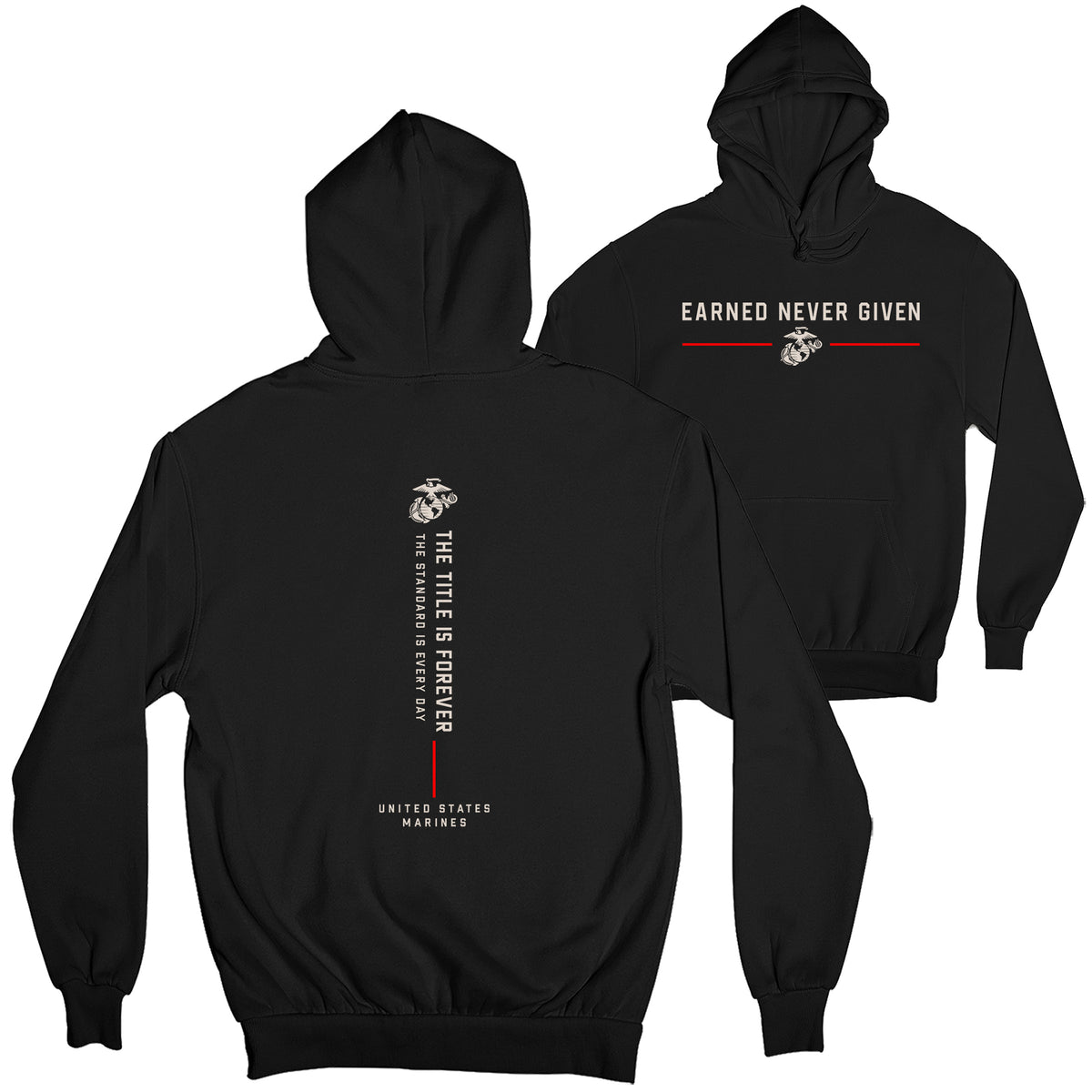 USMC The Title Is Earned Never Given Hoodie