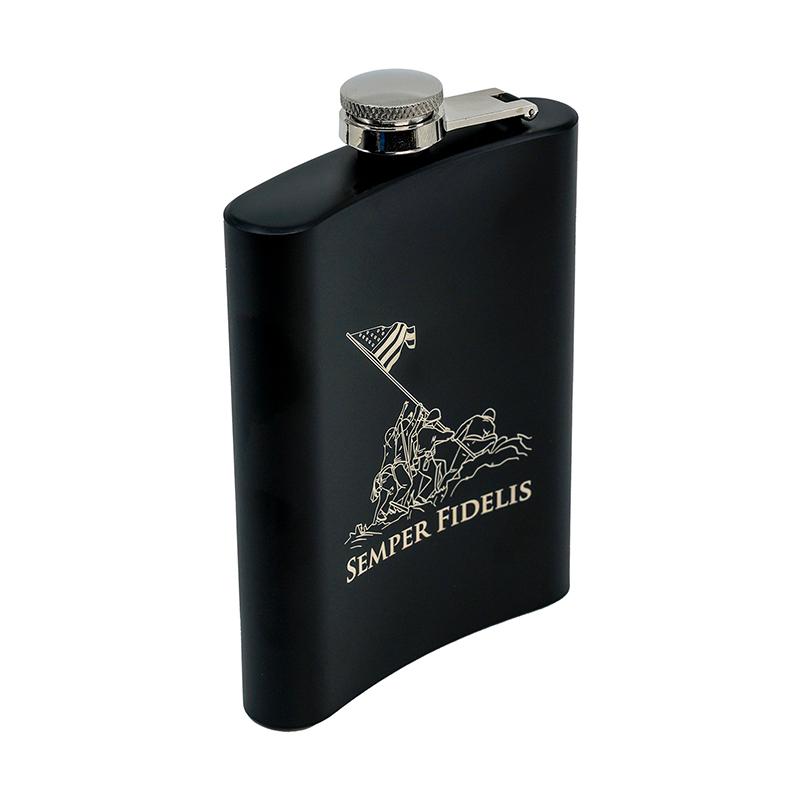 8oz USMC Marine Corps Flask Matte Black